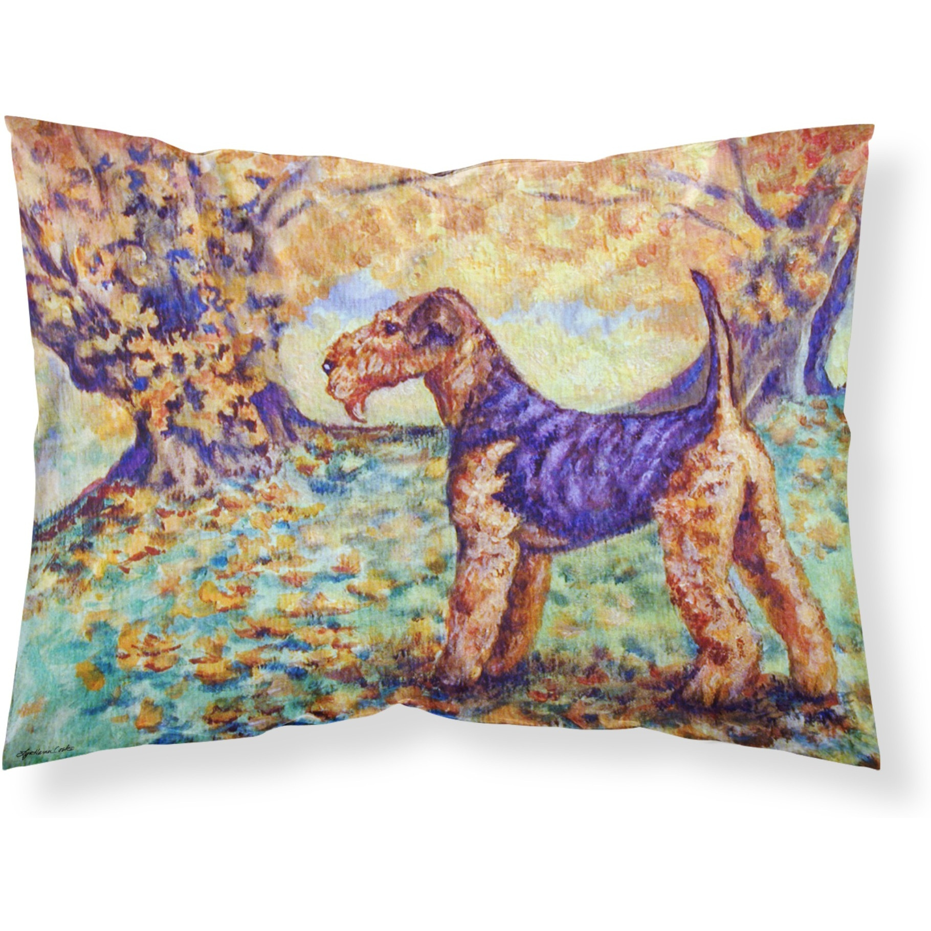 &quotCaroline's Treasures 7343PILLOWCASE Autumn Airedale Terrier Fabric Standard Pillowcase, Large, Multicolor"