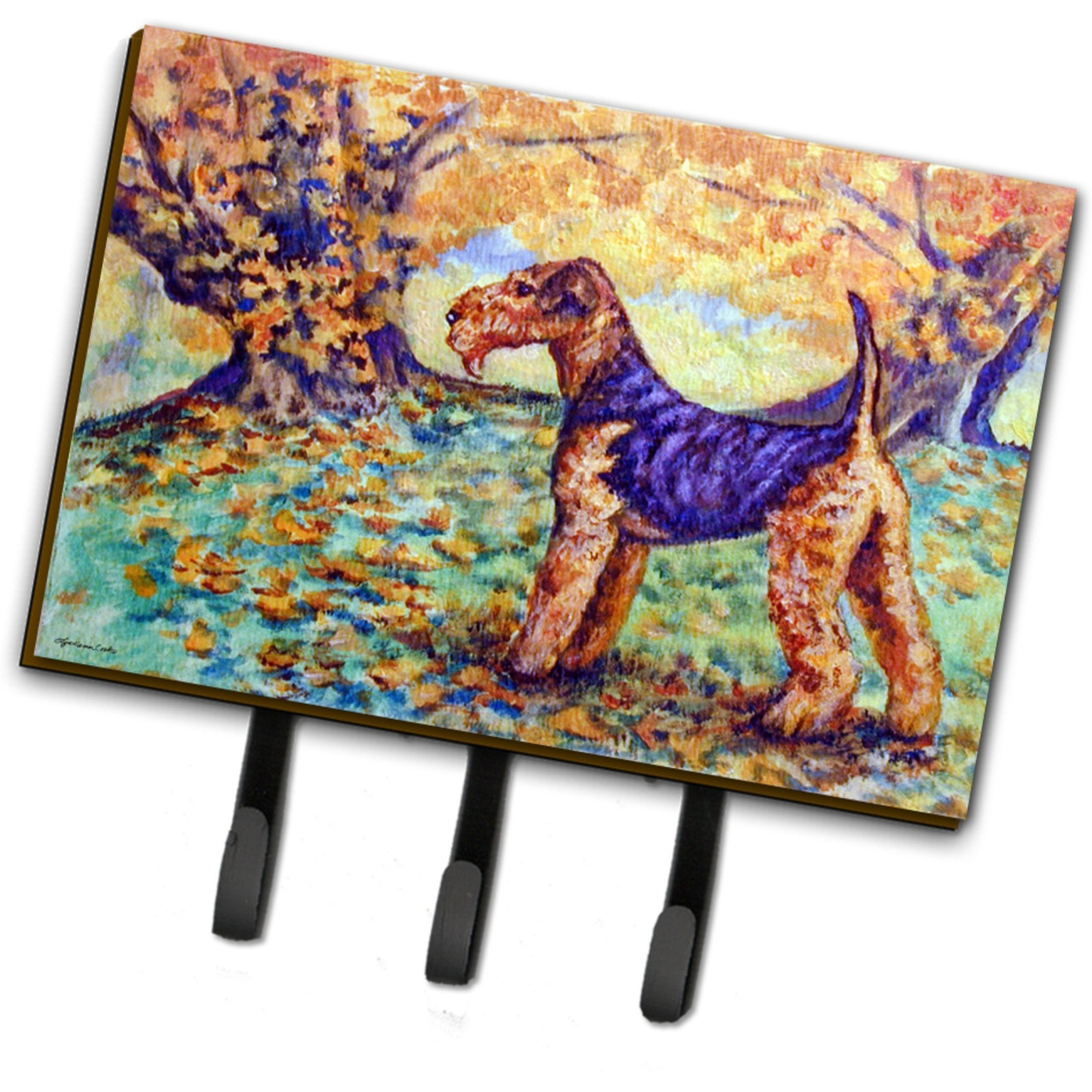 &quotCaroline's Treasures 7343TH68 Autumn Airedale Terrier Leash or Key Holder, Large, Multicolor"