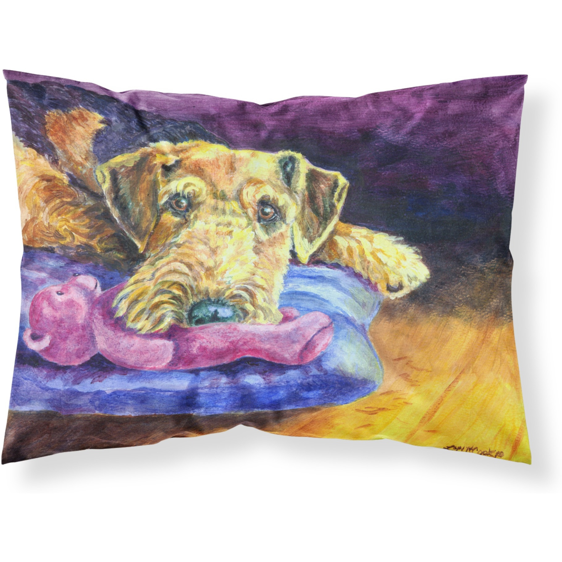 &quotCaroline's Treasures 7345PILLOWCASE Airedale Terrier Teddy Bear Fabric Standard Pillowcase, Large, Multicolor"