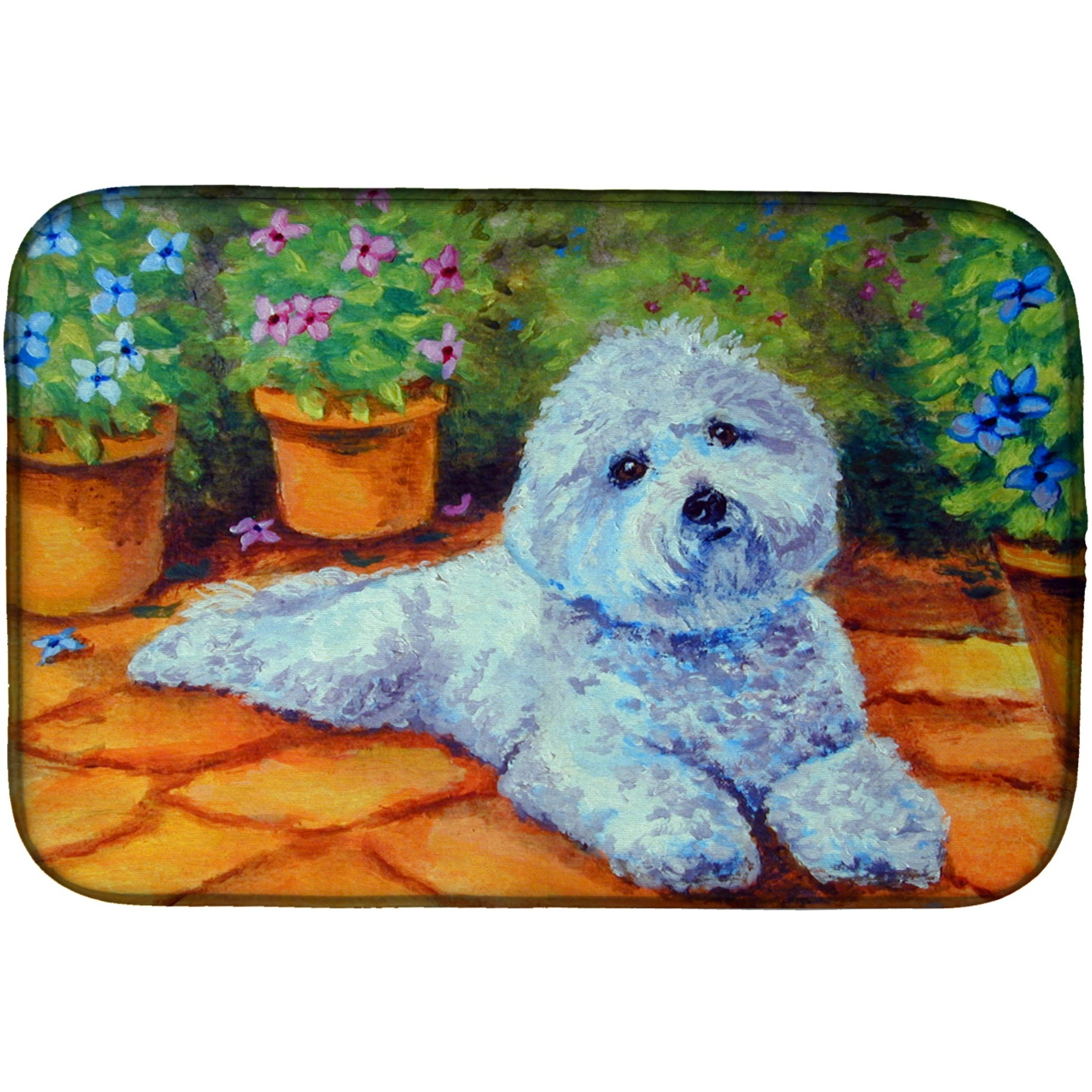 &quotCaroline's Treasures Bichon Frise On The Patio Dish Drying Mat, 14"" x 21"", Multicolor"