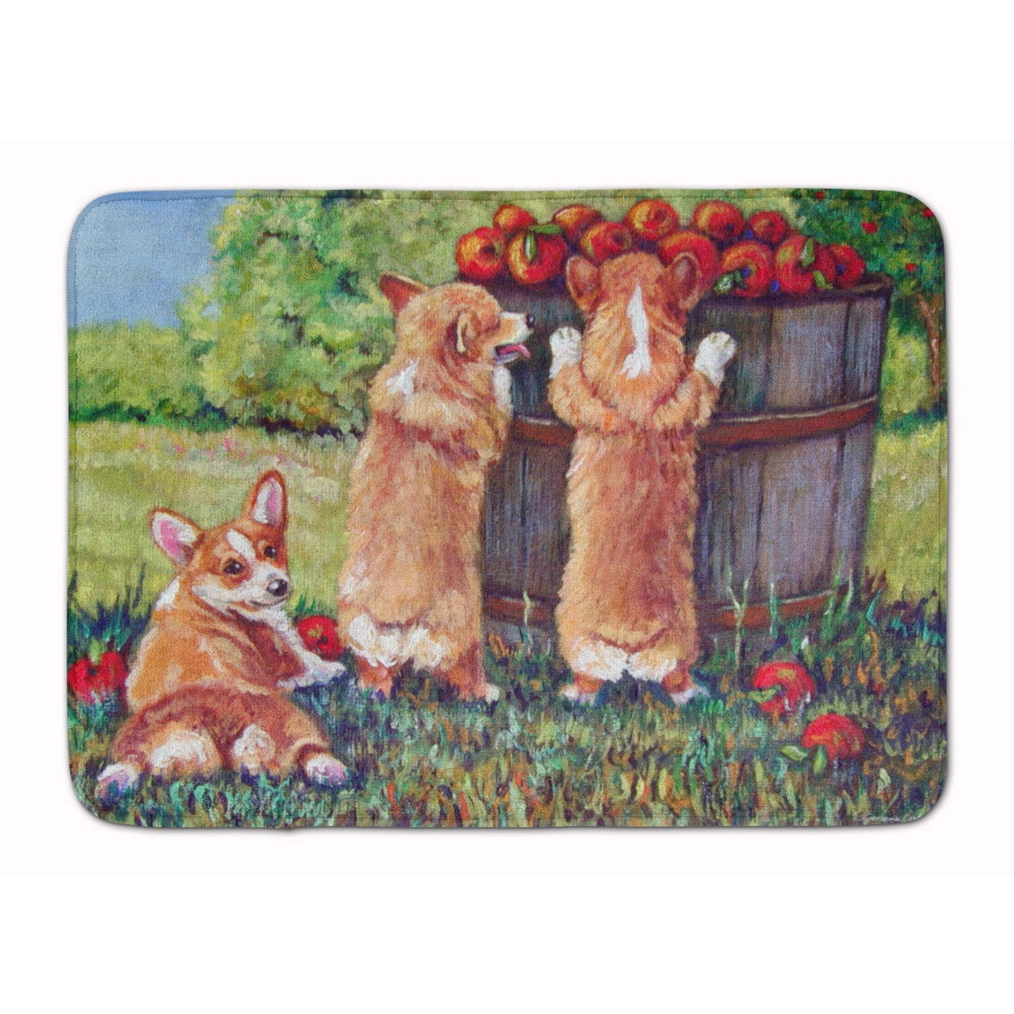 &quotCaroline's Treasures Apple Helper Corgis Floor Mat, 19"" x 27"", Multicolor"