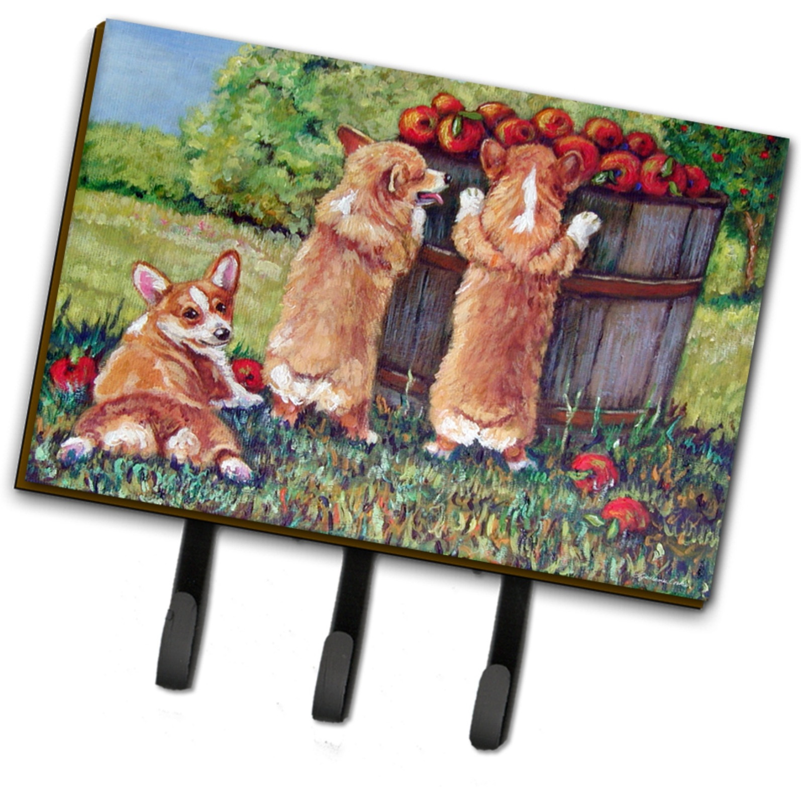 &quotCaroline's Treasures 7351TH68 Apple Helper Corgis Leash or Key Holder, Large, Multicolor"