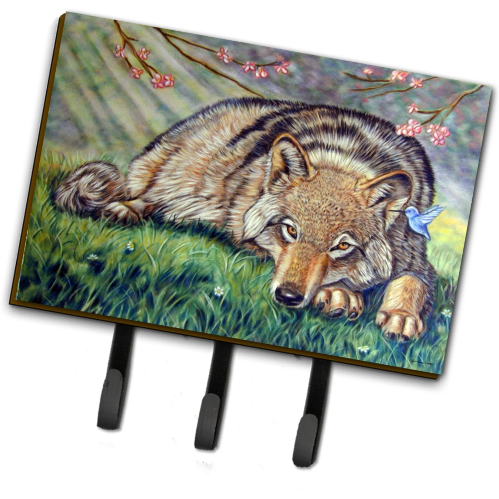 &quotCaroline's Treasures 7356TH68 Wolf and Hummingbird Leash or Key Holder, Large, Multicolor"