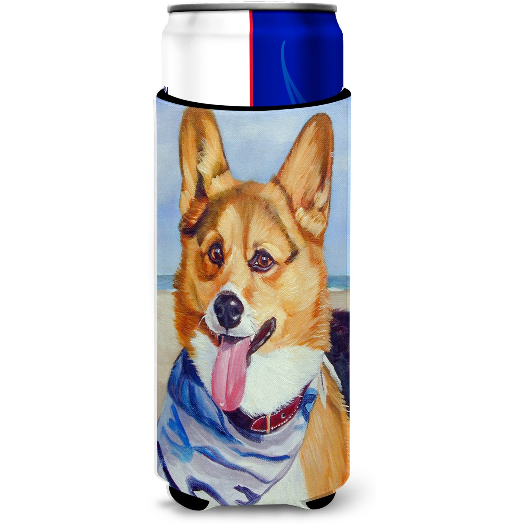 &quotCaroline's Treasures 7363MUK "&quotCorgi Beach Bandana Michelob Ultra Koozies for Slim Cans, Multicolor"