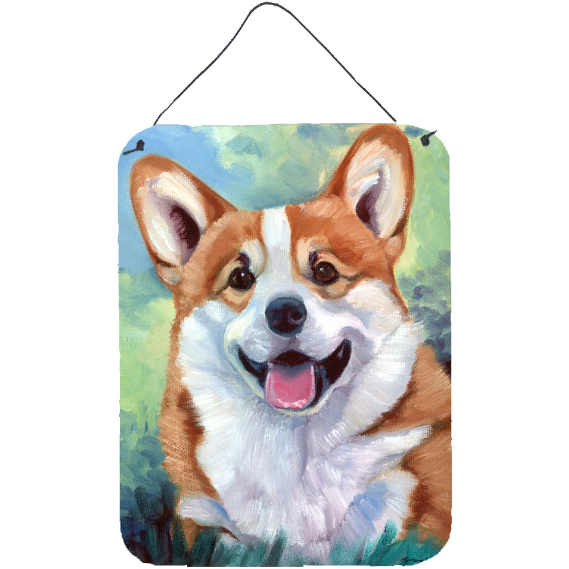 &quotCaroline's Treasures Pembroke Corgi Happy Face Wall or Door Hanging Prints 7366DS1216, 16HX12W, Multicolor"
