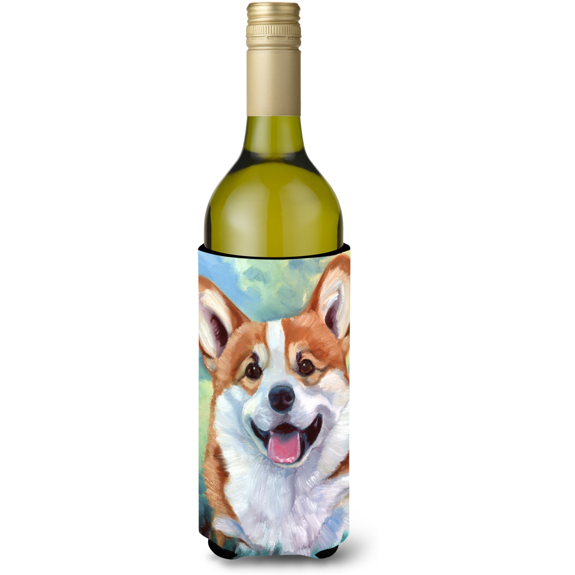 &quotCaroline's Treasures 7366LITERK "&quotPembroke Corgi Happy Face"" Wine Bottle Hugger Koozie, 750ml, Multicolor"