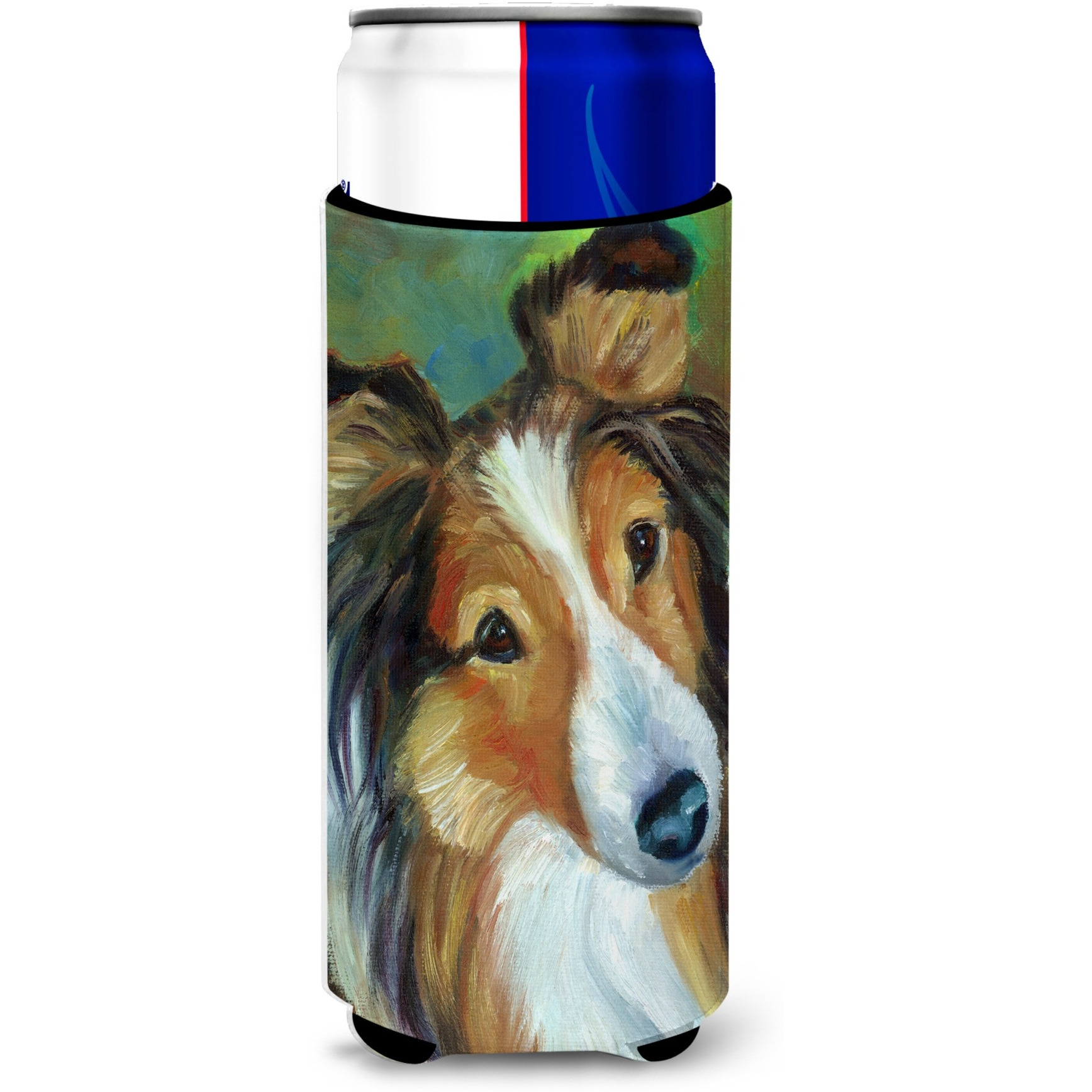 &quotCaroline's Treasures 7396MUK "&quotSheltie Curiosity Michelob Ultra Koozies for Slim Cans, Multicolor"