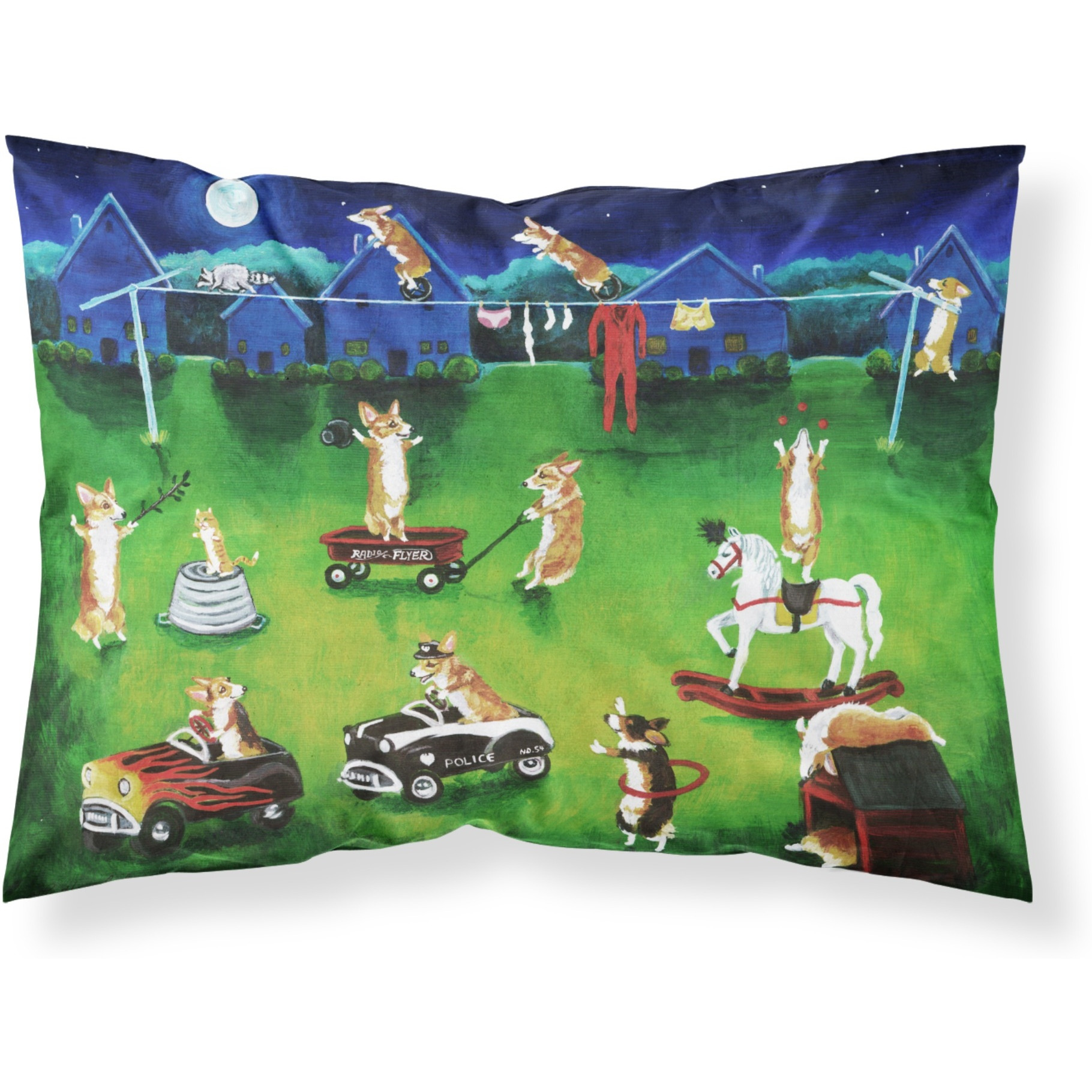 &quotCaroline's Treasures Corgi Backyard Circus Fabric Standard Pillowcase 7403PILLOWCASE, Multicolor"