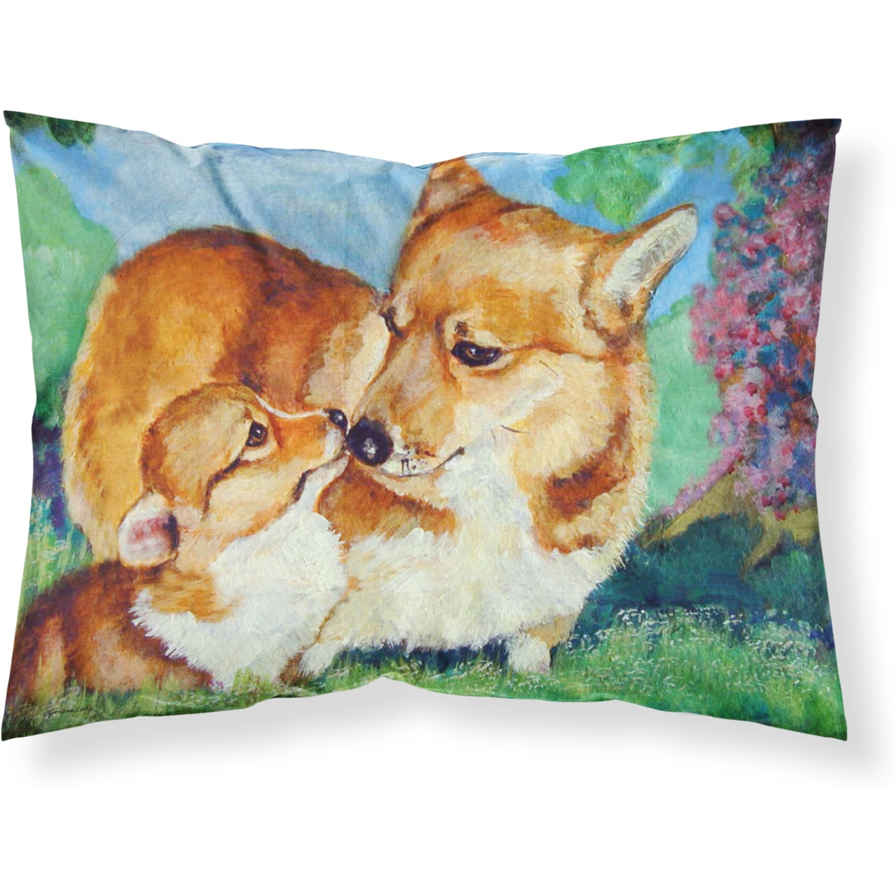 &quotCaroline's Treasures "&quotCorgi Momma's Love"" Printed, Polyester Envelope Closure pillowcase, Standard, Multicolor"