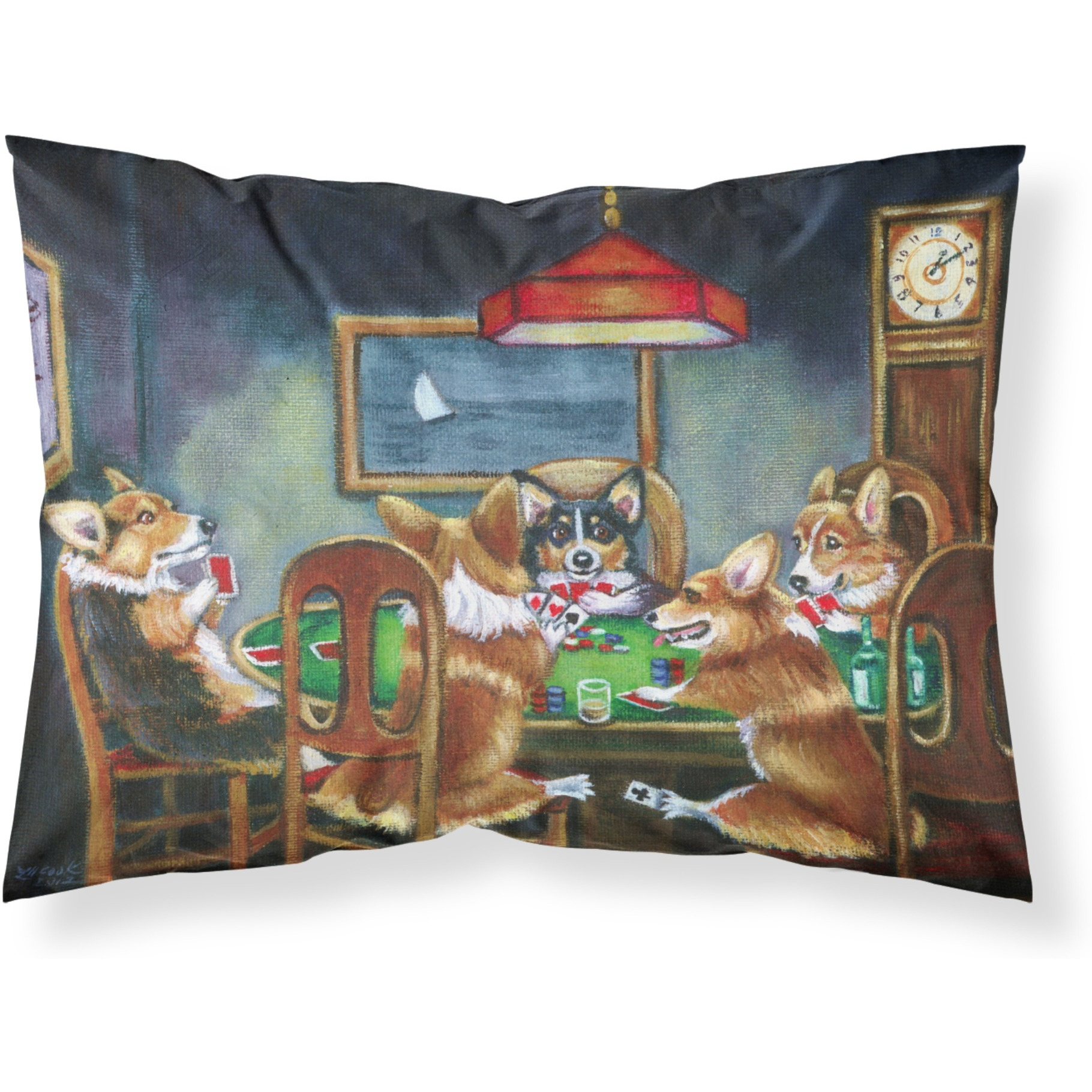 &quotCaroline's Treasures "&quotCorgi Playing Poker"" Printed, Polyester Envelope Closure pillowcase, Standard, Multicolor"