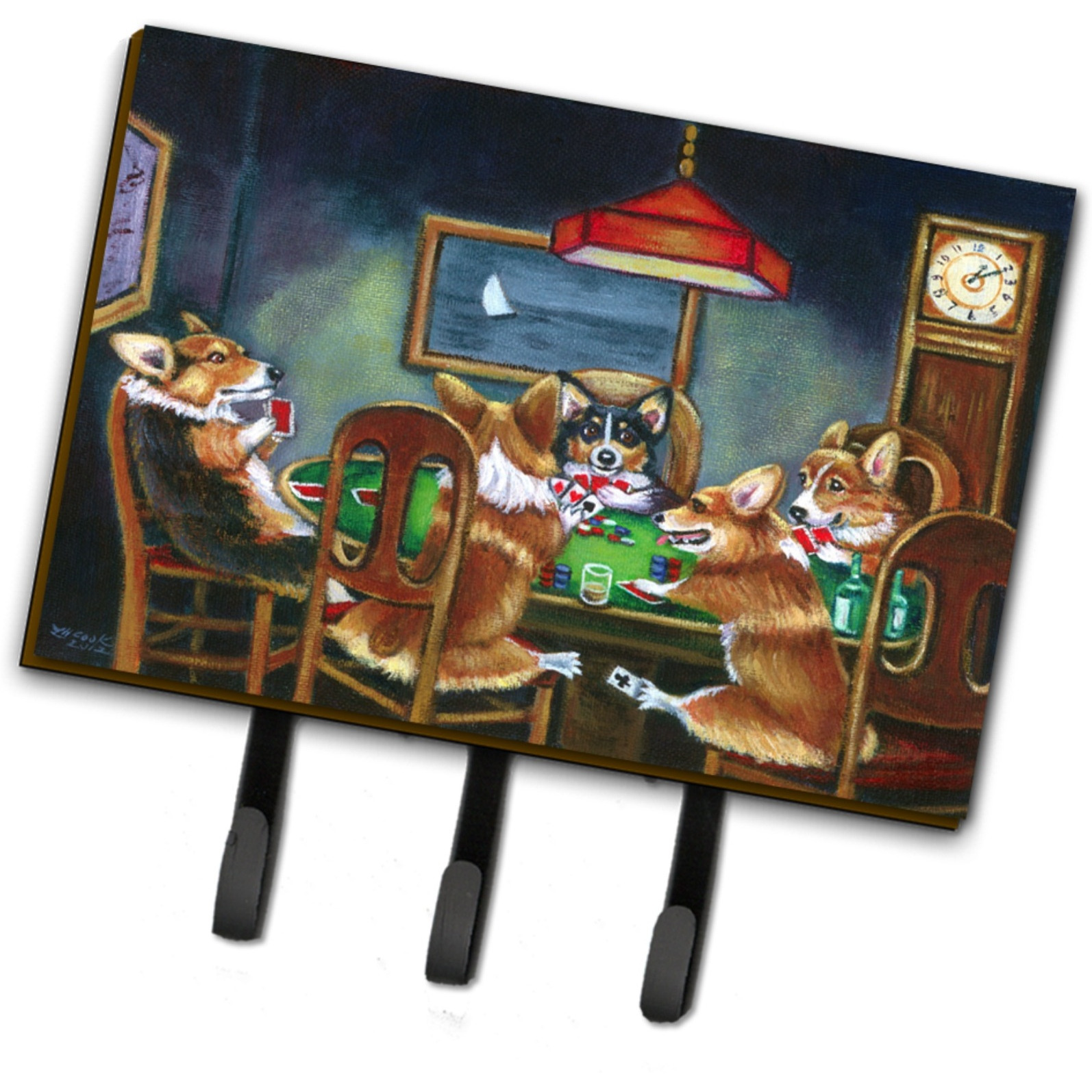 &quotCaroline's Treasures Corgi Playing Poker Leash or Key Holder 7416TH68, Triple, Multicolor"