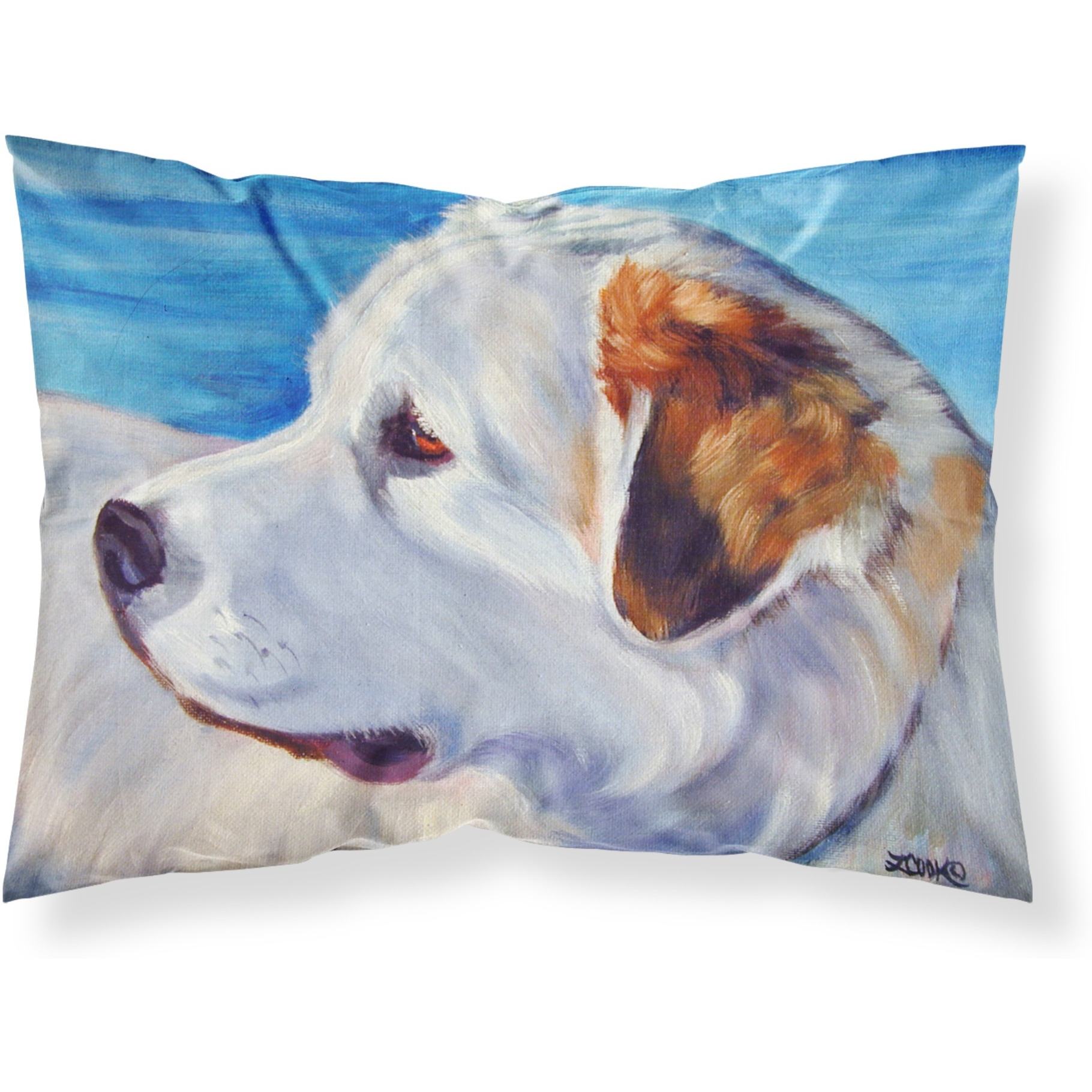 &quotCaroline's Treasures Pyrenees at the Beach Fabric Standard Pillowcase 7417PILLOWCASE, Multicolor"