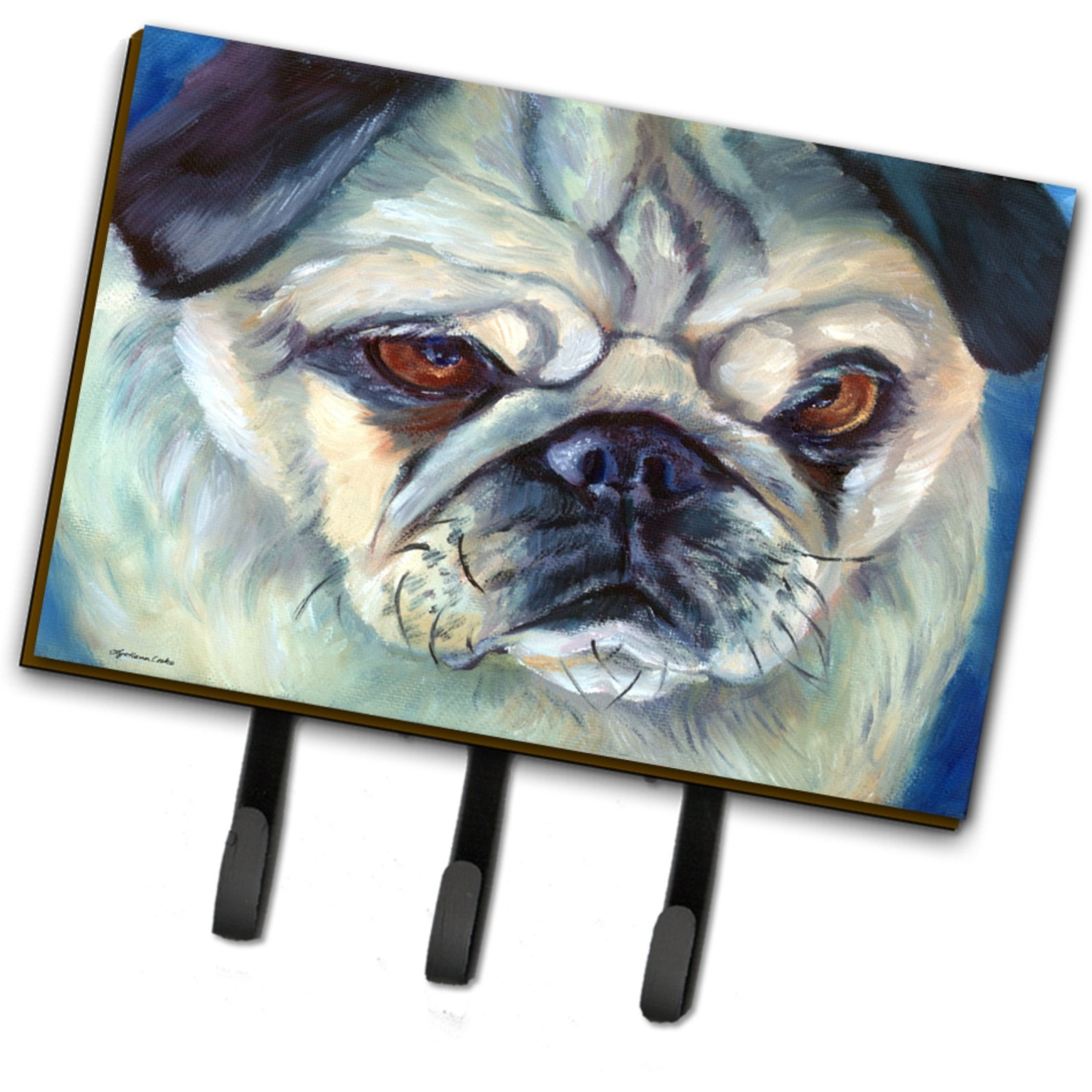 &quotCaroline's Treasures Pug in Thought Leash or Key Holder 7422TH68, Triple, Multicolor"
