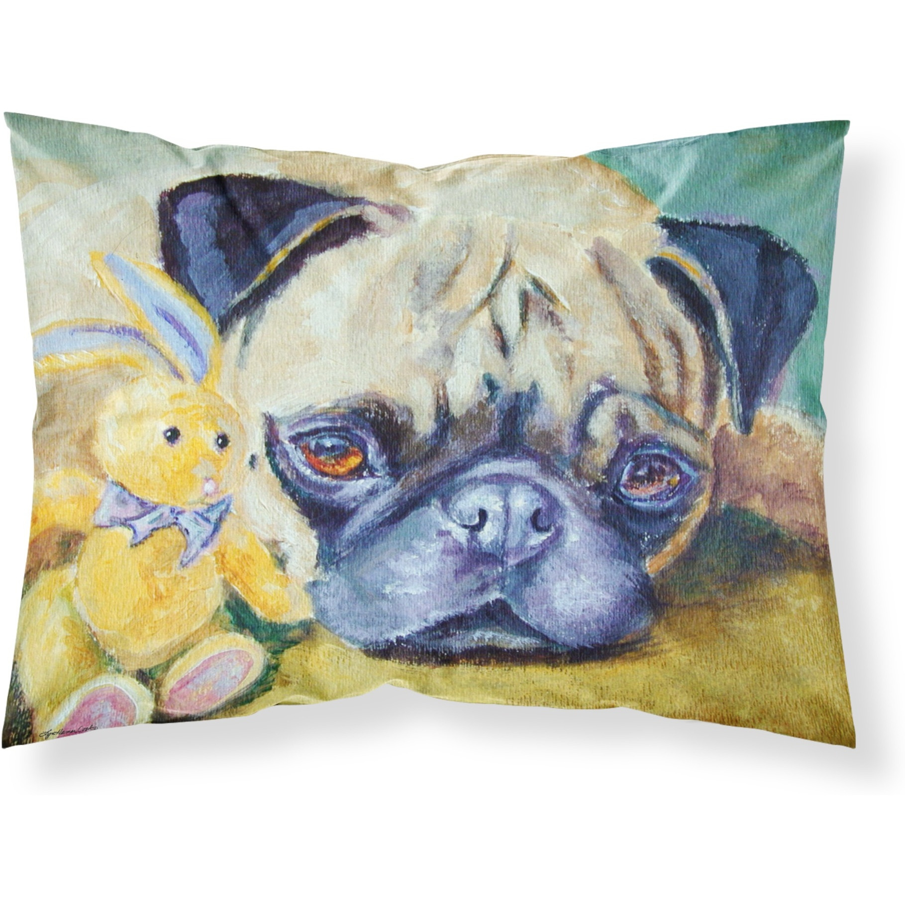 &quotCaroline's Treasures Pug Bunny Rabbit Fabric Standard Pillowcase 7423PILLOWCASE, Multicolor"