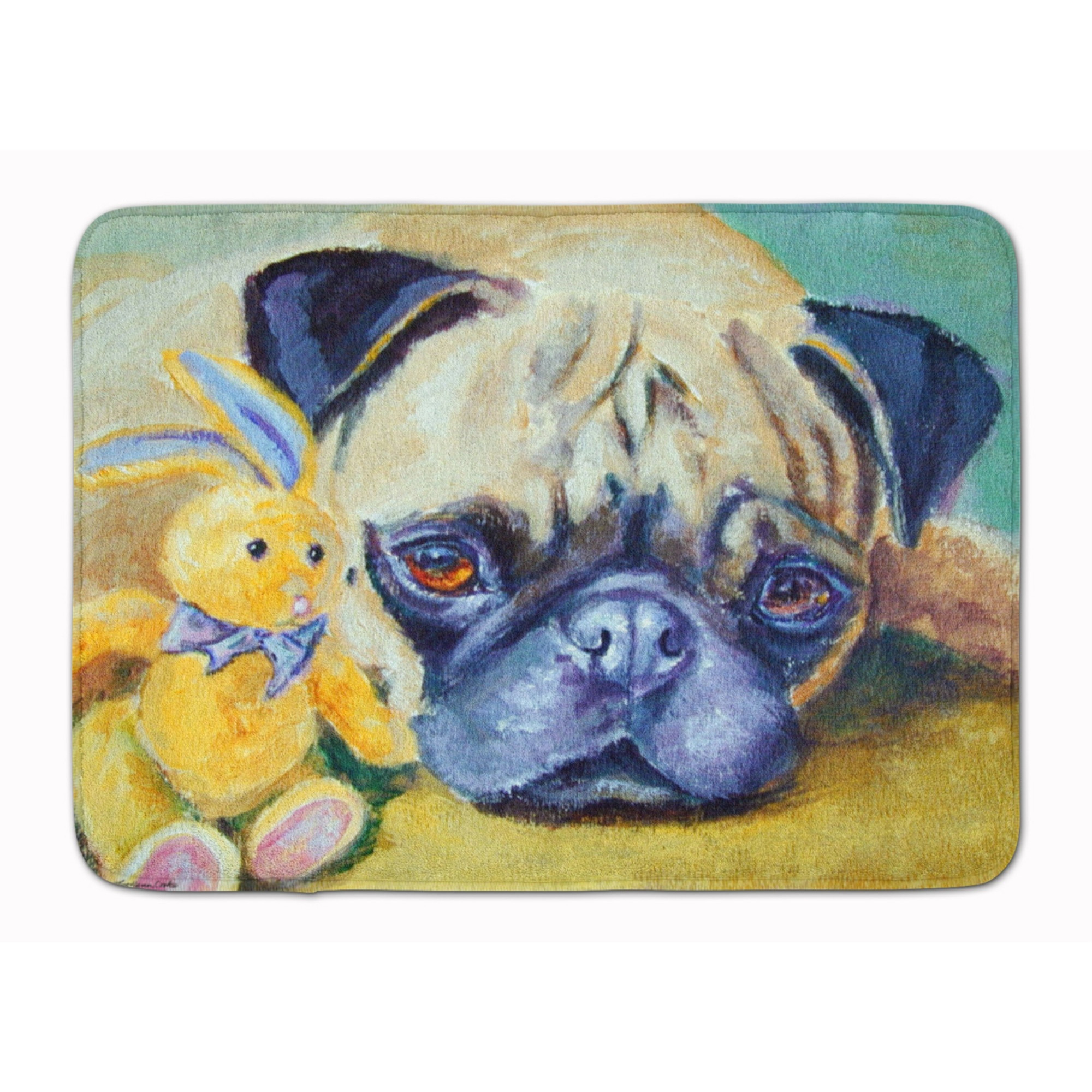 &quotCaroline's Treasures Pug Bunny Rabbit Floor Mat, 19"" x 27"", Multicolor"