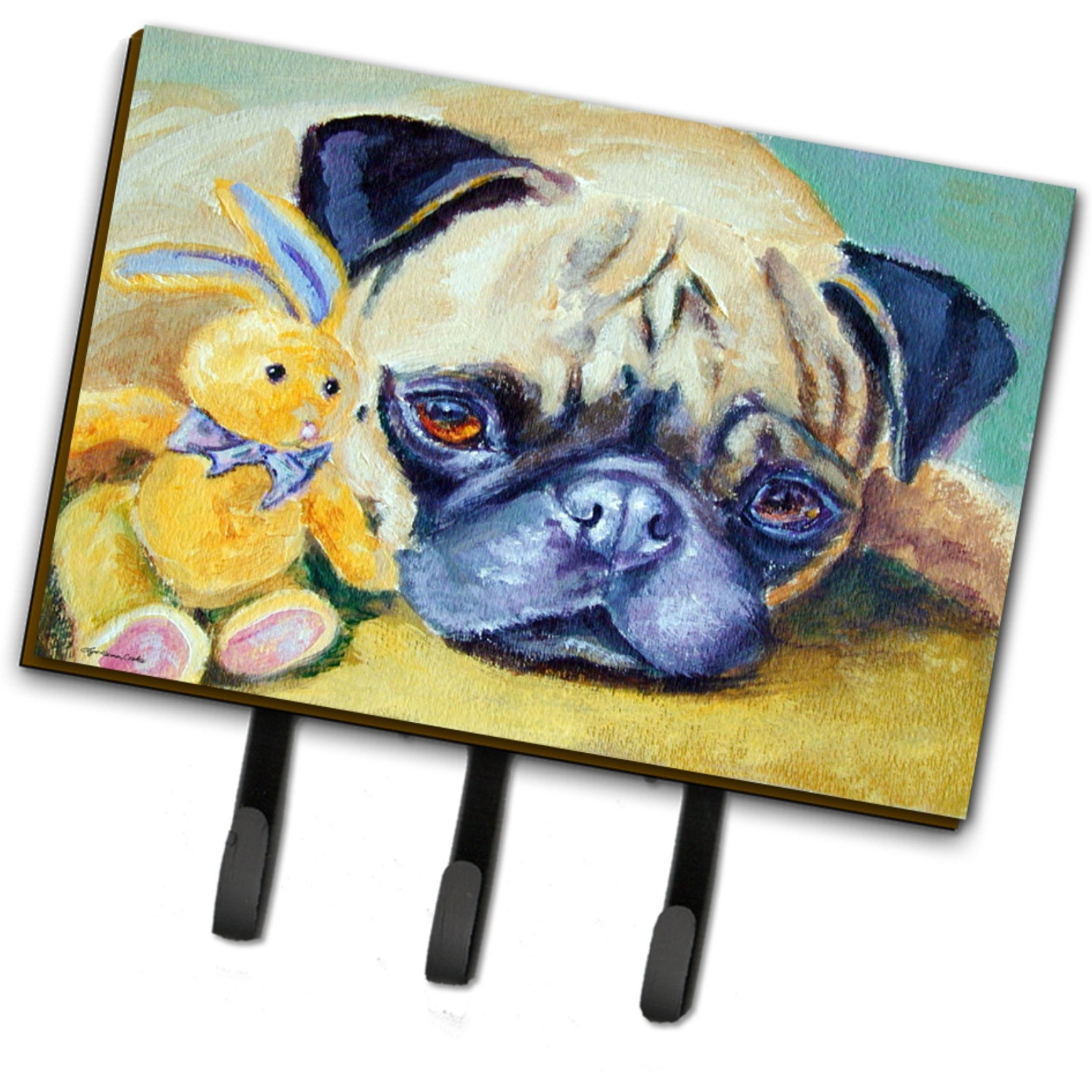 &quotCaroline's Treasures Pug Bunny Rabbit Leash or Key Holder 7423TH68, Triple, Multicolor"