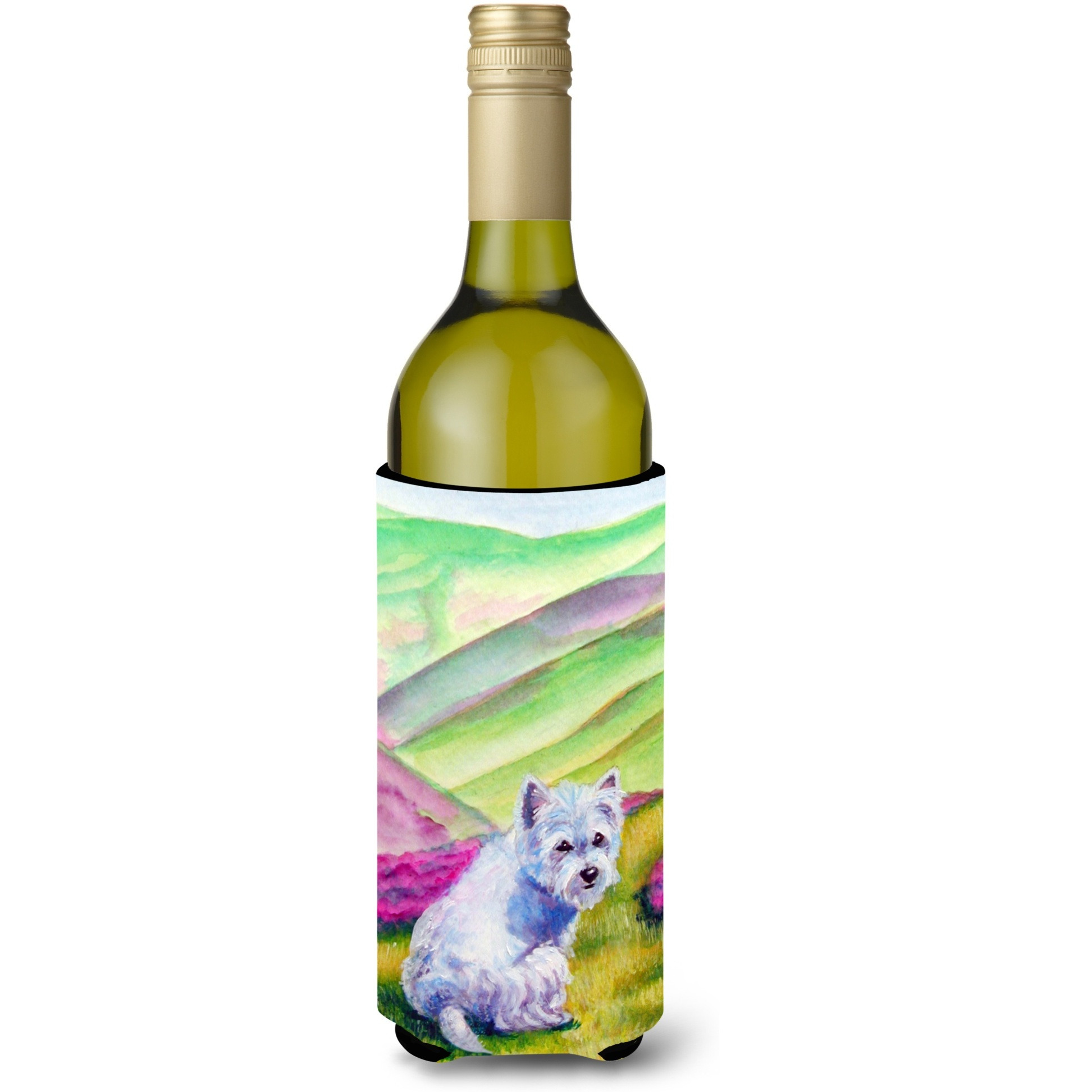 &quotCaroline's Treasures 7429LITERK "&quotWestie Long Road Ahead"" Wine Bottle Hugger Koozie, 750ml, Multicolor"