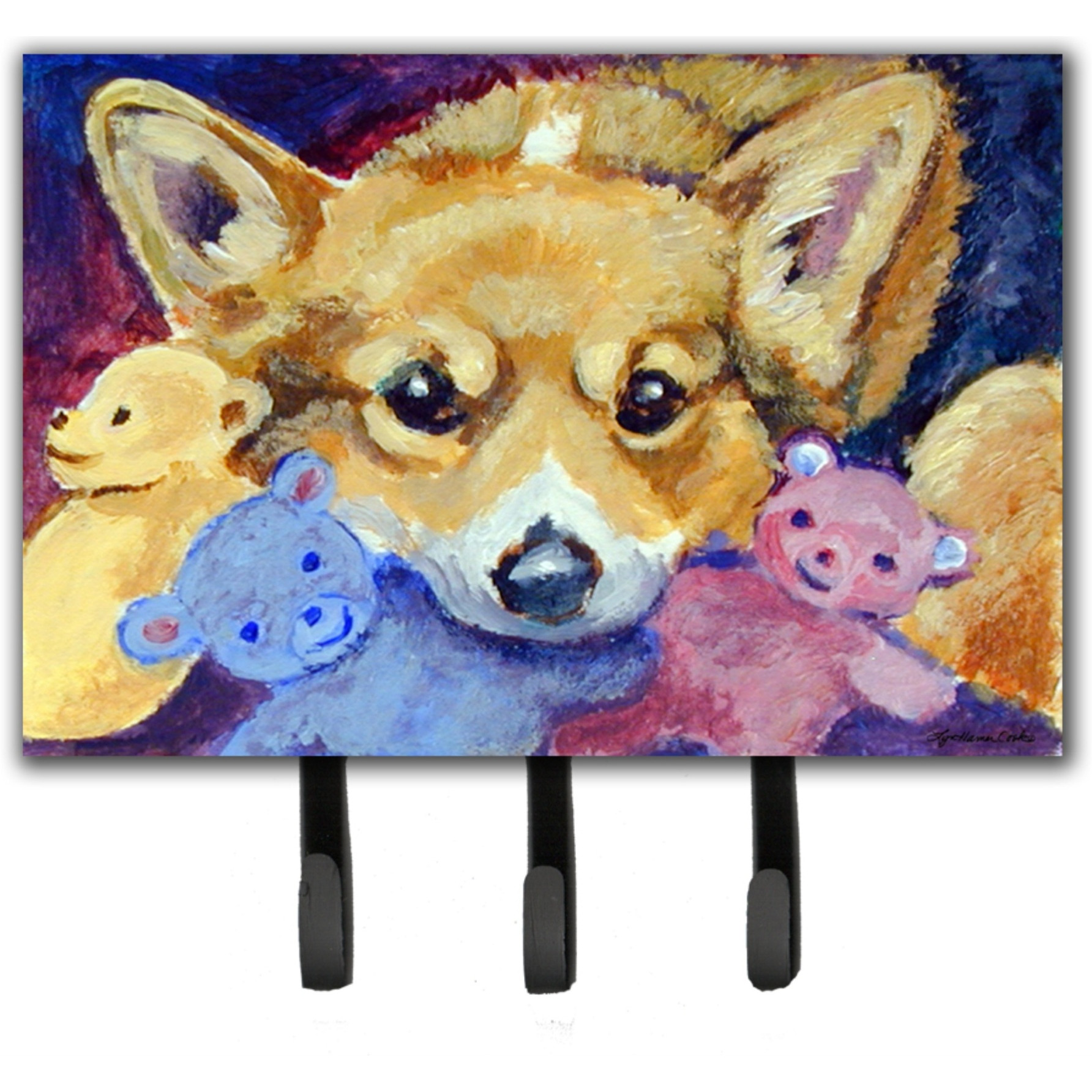 &quotCaroline's Treasures Corgi with all the toys Leash or Key Holder 7431TH68, Triple, Multicolor"