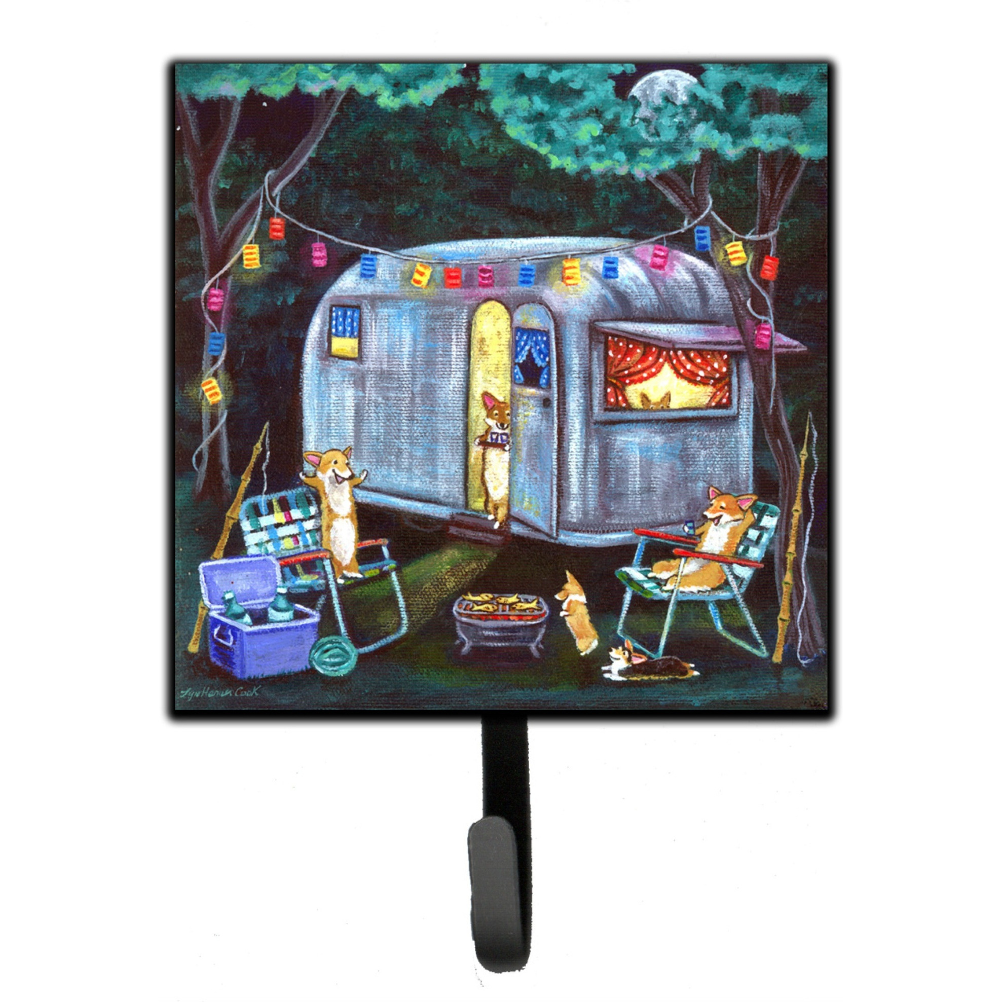 &quotCaroline's Treasures Corgi Glamping Fish Tales Trailer Leash or Key Holder 7435SH4, Small, Multicolor"
