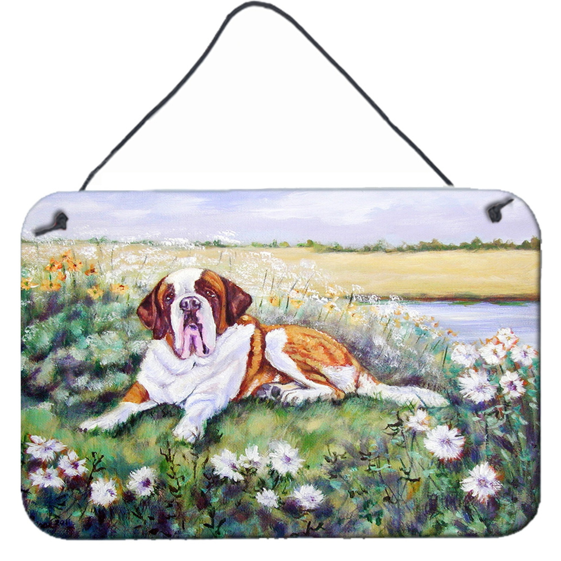 &quotCaroline's Treasures Saint Bernard in Flowers Wall or Door Hanging Prints 7446DS812, 8HX12W, Multicolor"