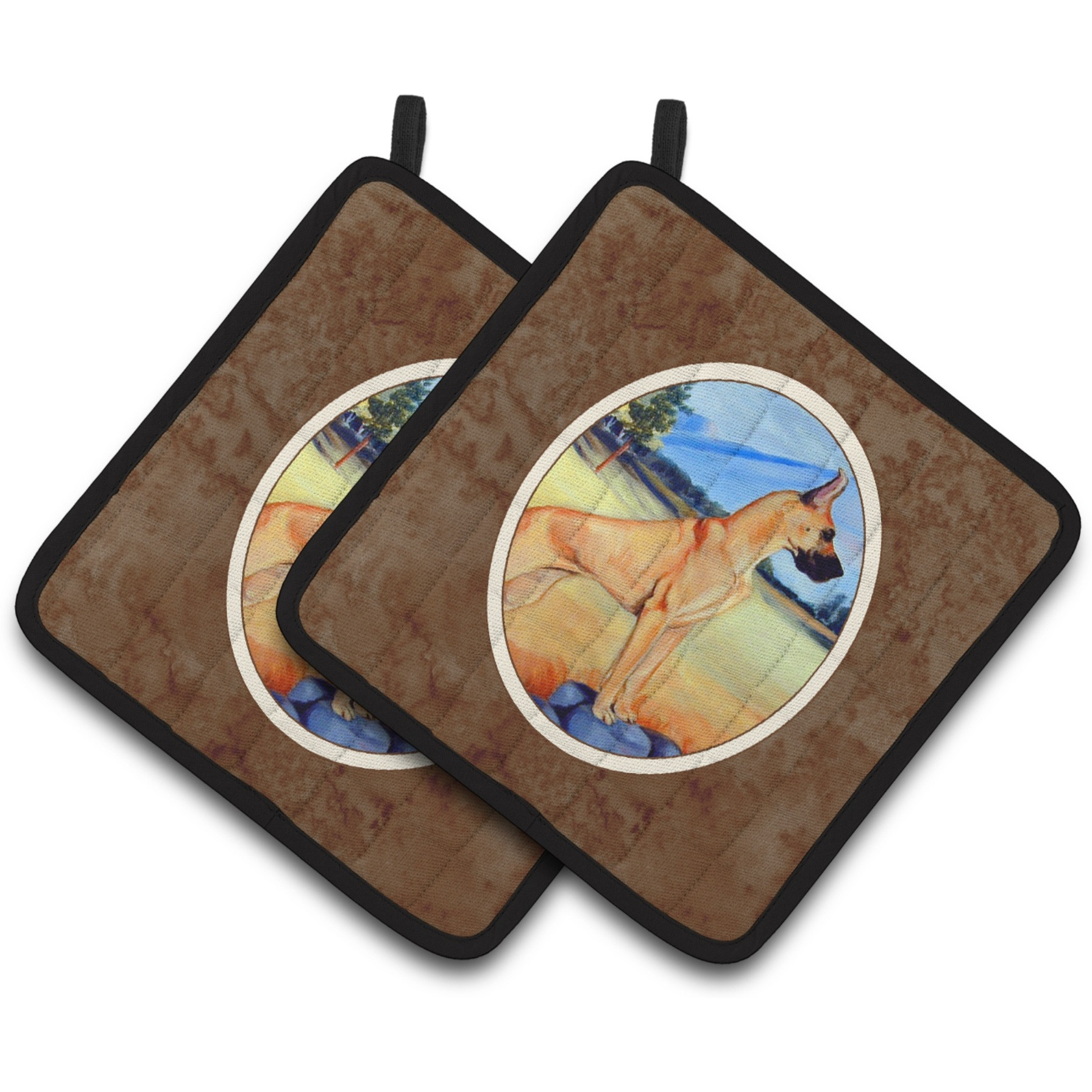 &quotCaroline's Treasures Great Dane Pair of Pot Holders 7504PTHD, 7.5HX7.5W, Multicolor"