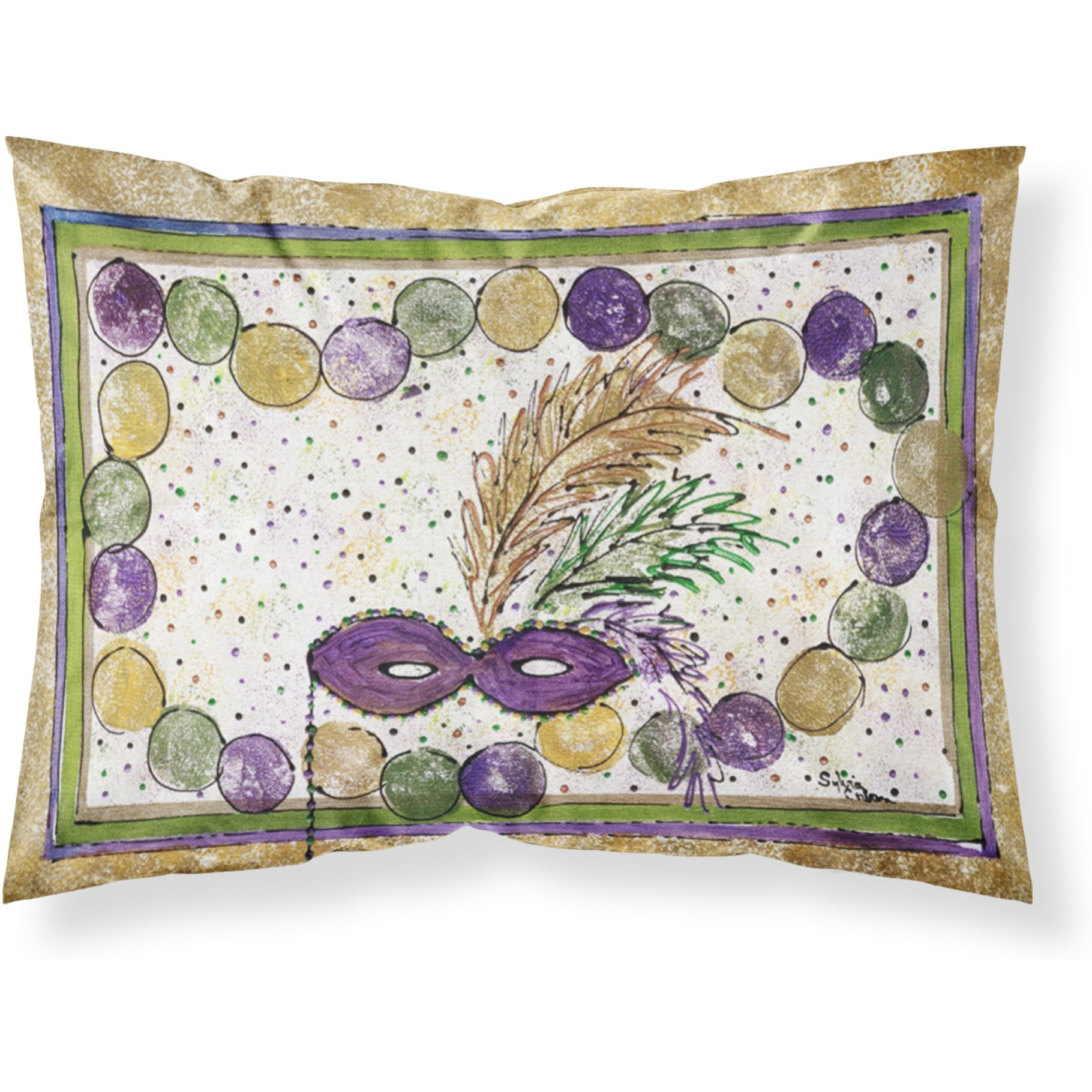&quotCaroline's Treasures 8059PILLOWCASE Mardi Gras Beads Moisture Wicking Fabric Standard Pillowcase, Large, Multicolor"