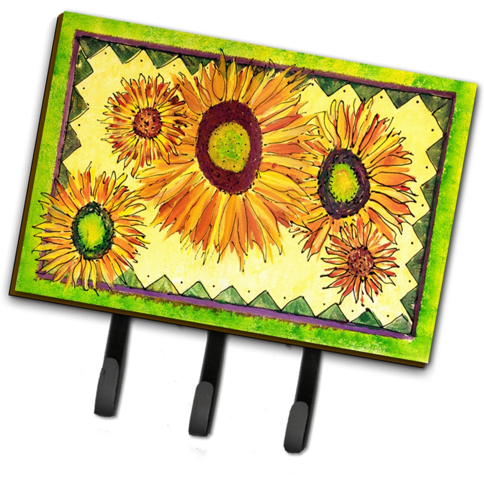 &quotCaroline's Treasures 8060TH68 Flower-Sunflower Leash Holder or Key Hook, Large, Multicolor"