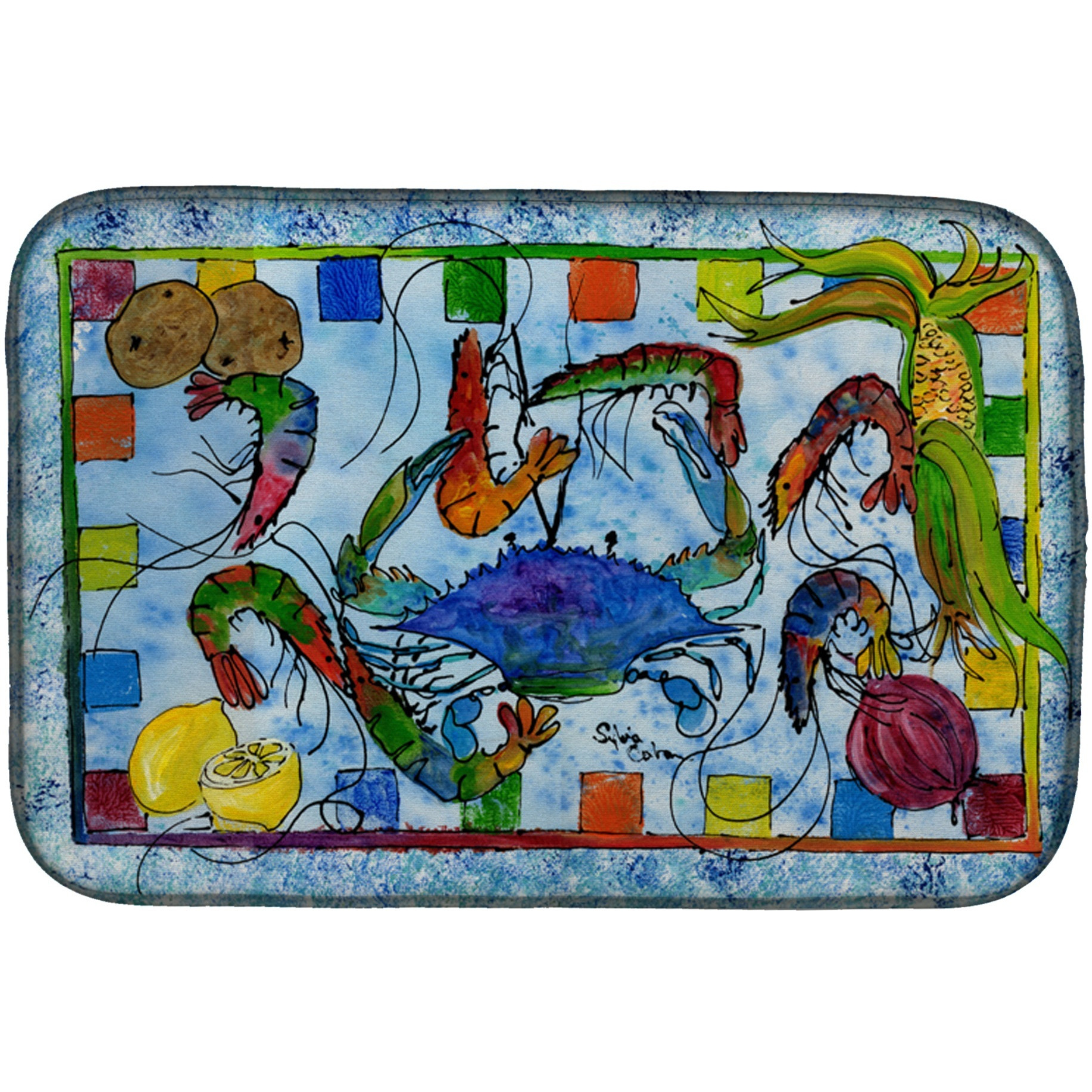 &quotCaroline's Treasures Crab Dish Drying Mat, 14"" x 21"", Multicolor"