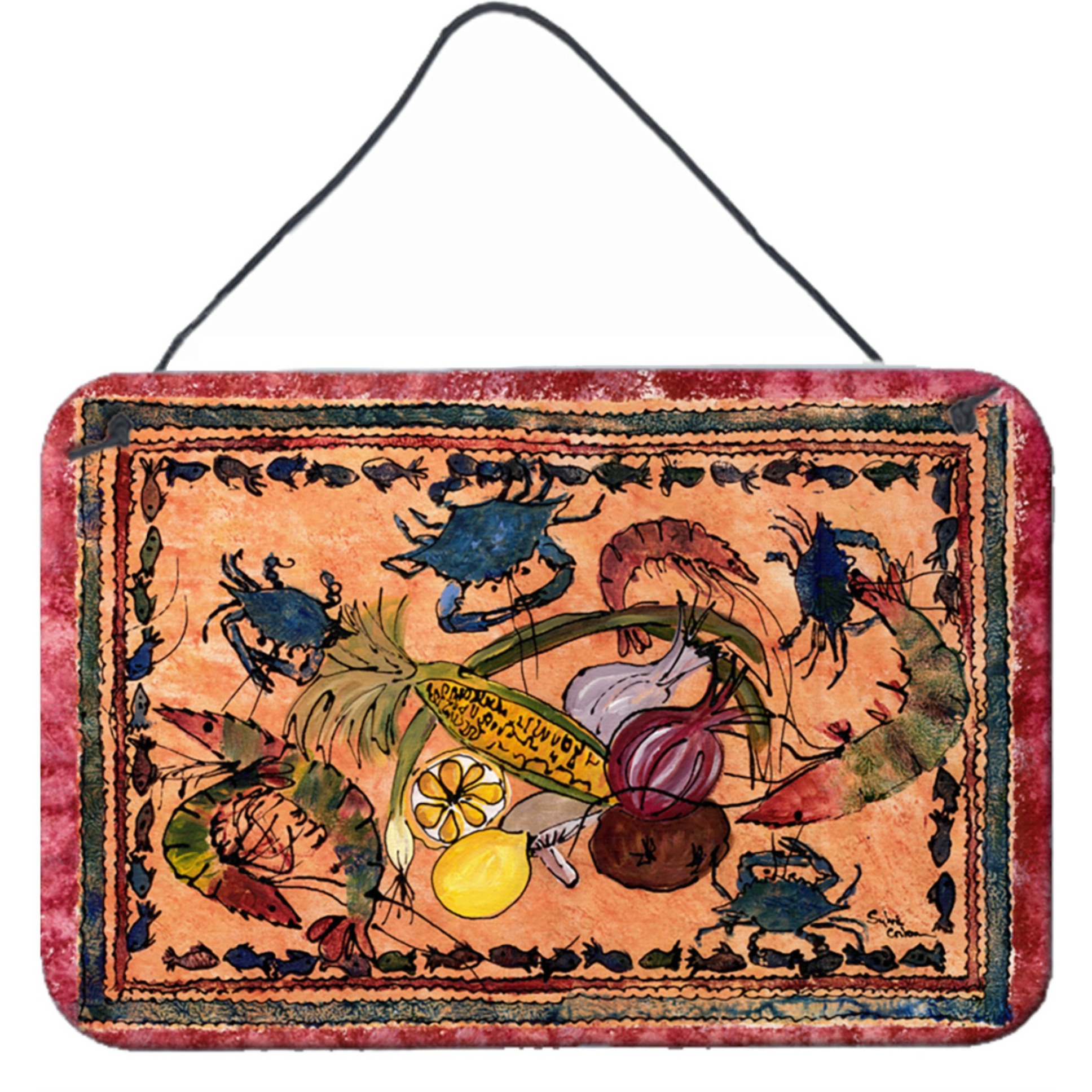 &quotCaroline's Treasures 8067DS812 Crab Indoor or Aluminum Metal Wall or Door Hanging Prints, 8 x 12"", Multicolor"