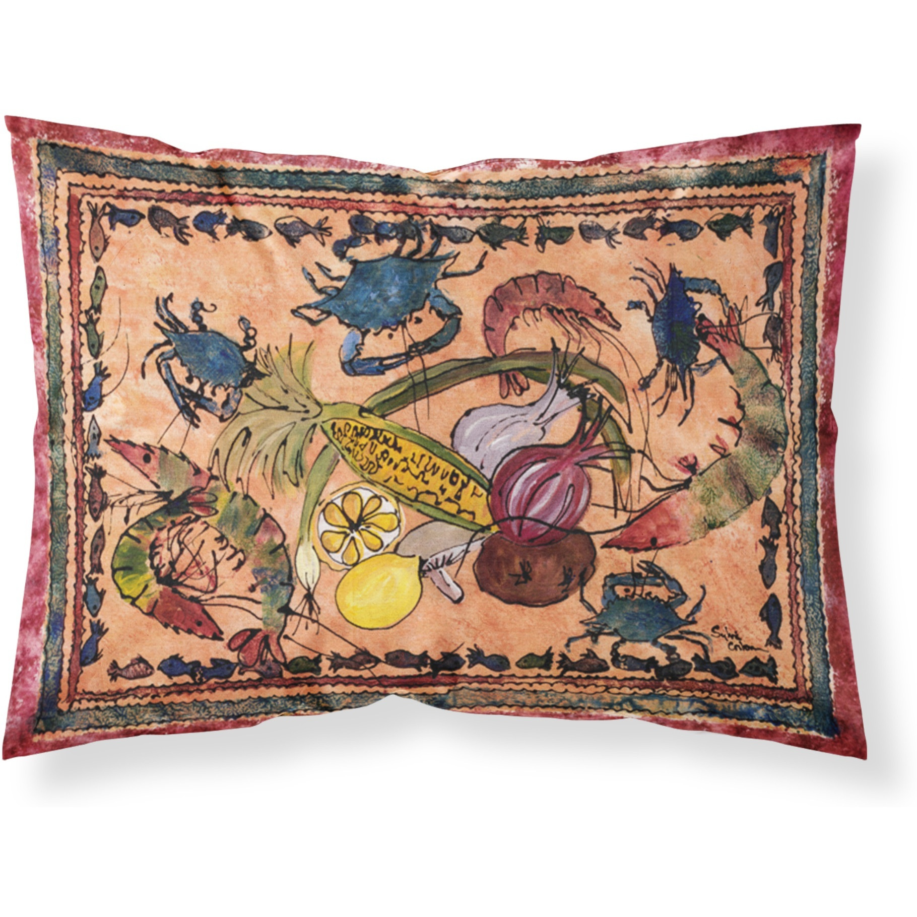 &quotCaroline's Treasures 8067PILLOWCASE Crab Moisture Wicking Fabric Standard Pillowcase, Large, Multicolor"