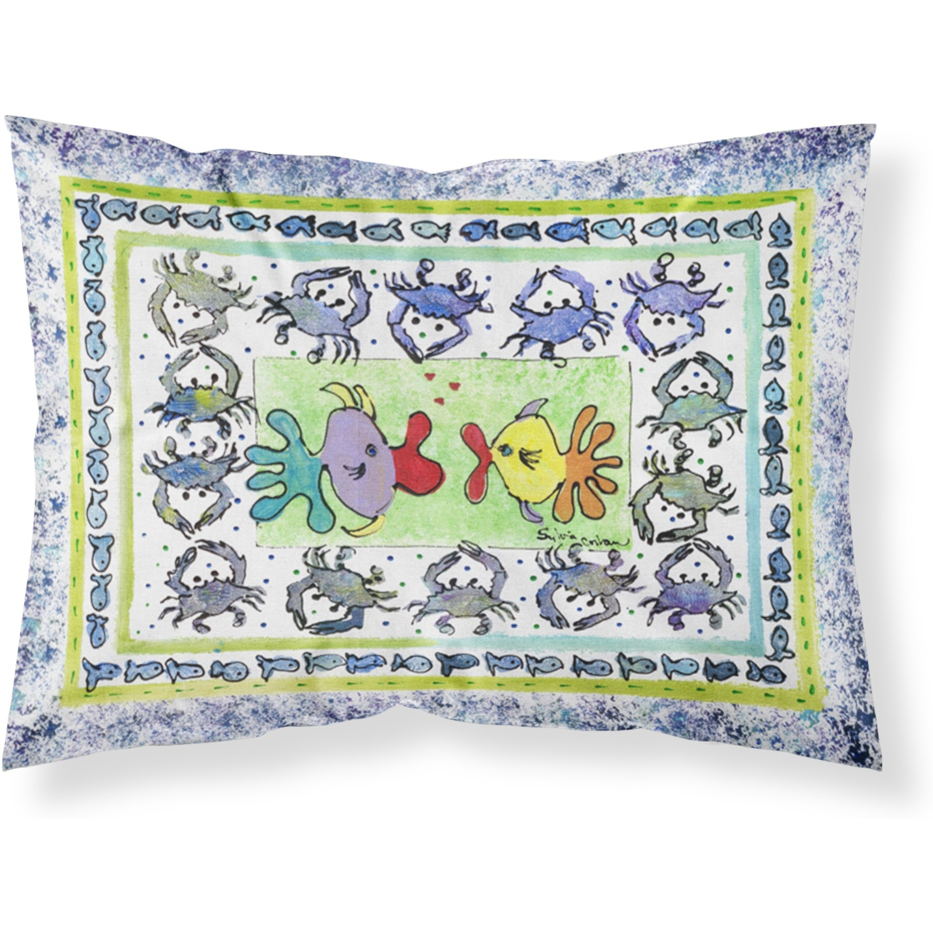&quotCaroline's Treasures 8073PILLOWCASE Kissing Fish Moisture Wicking Fabric Standard Pillowcase, Large, Multicolor"