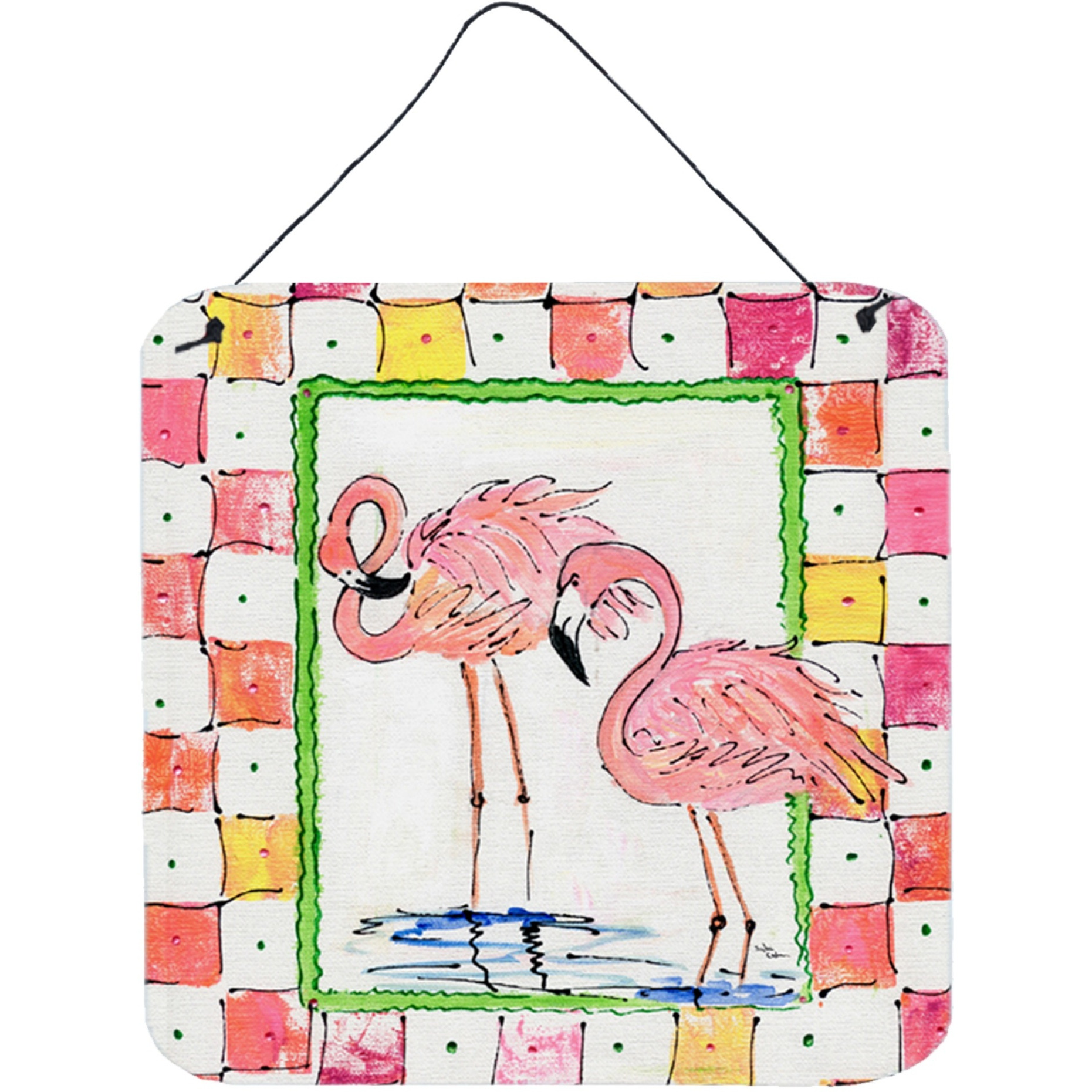 &quotCaroline's Treasures 8077DS66 Bird-Flamingo Aluminum Metal Wall or Door Hanging Prints, 6 x 6"", Multicolor"