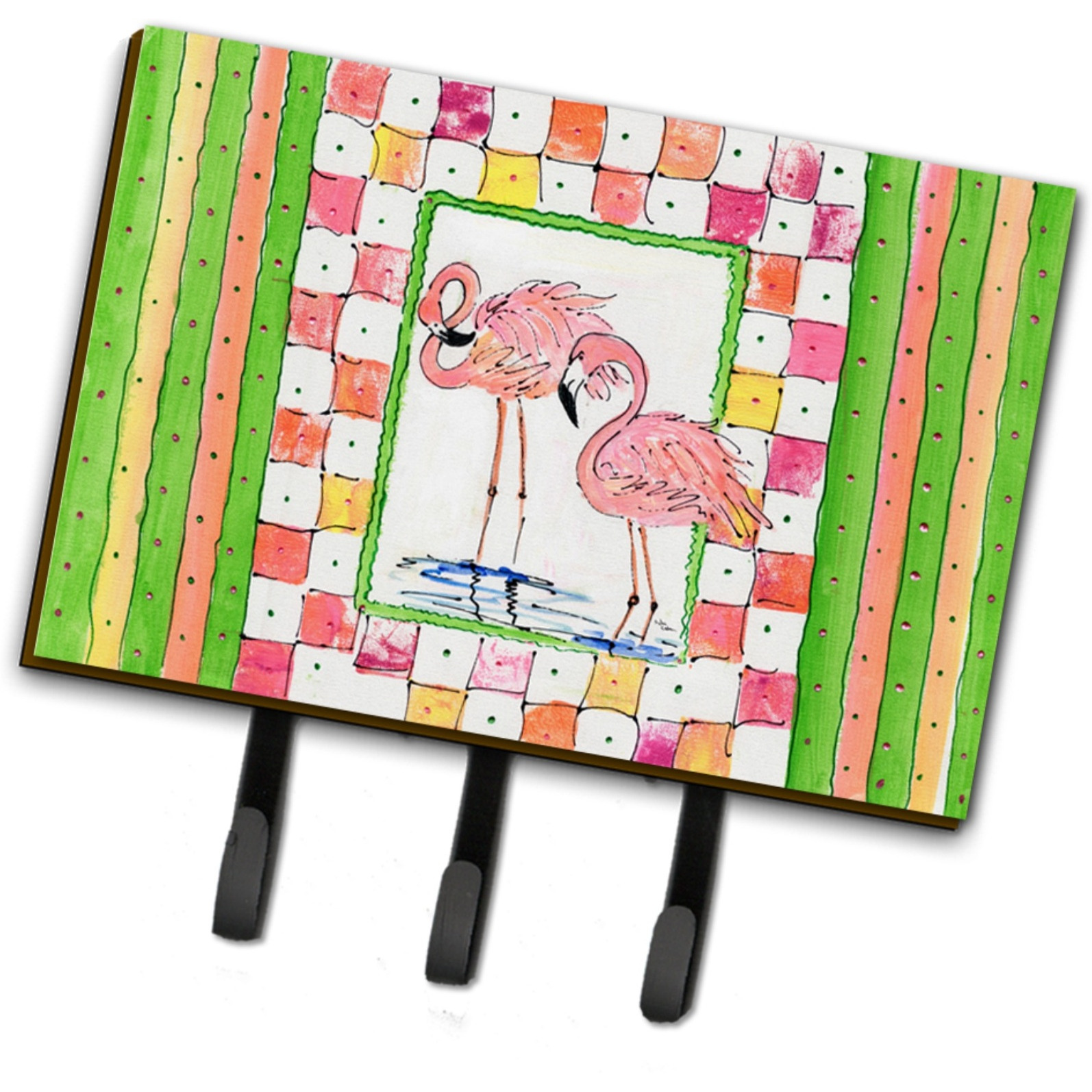 &quotCaroline's Treasures 8077TH68 Bird-Flamingo Leash Holder or Key Hook, Large, Multicolor"