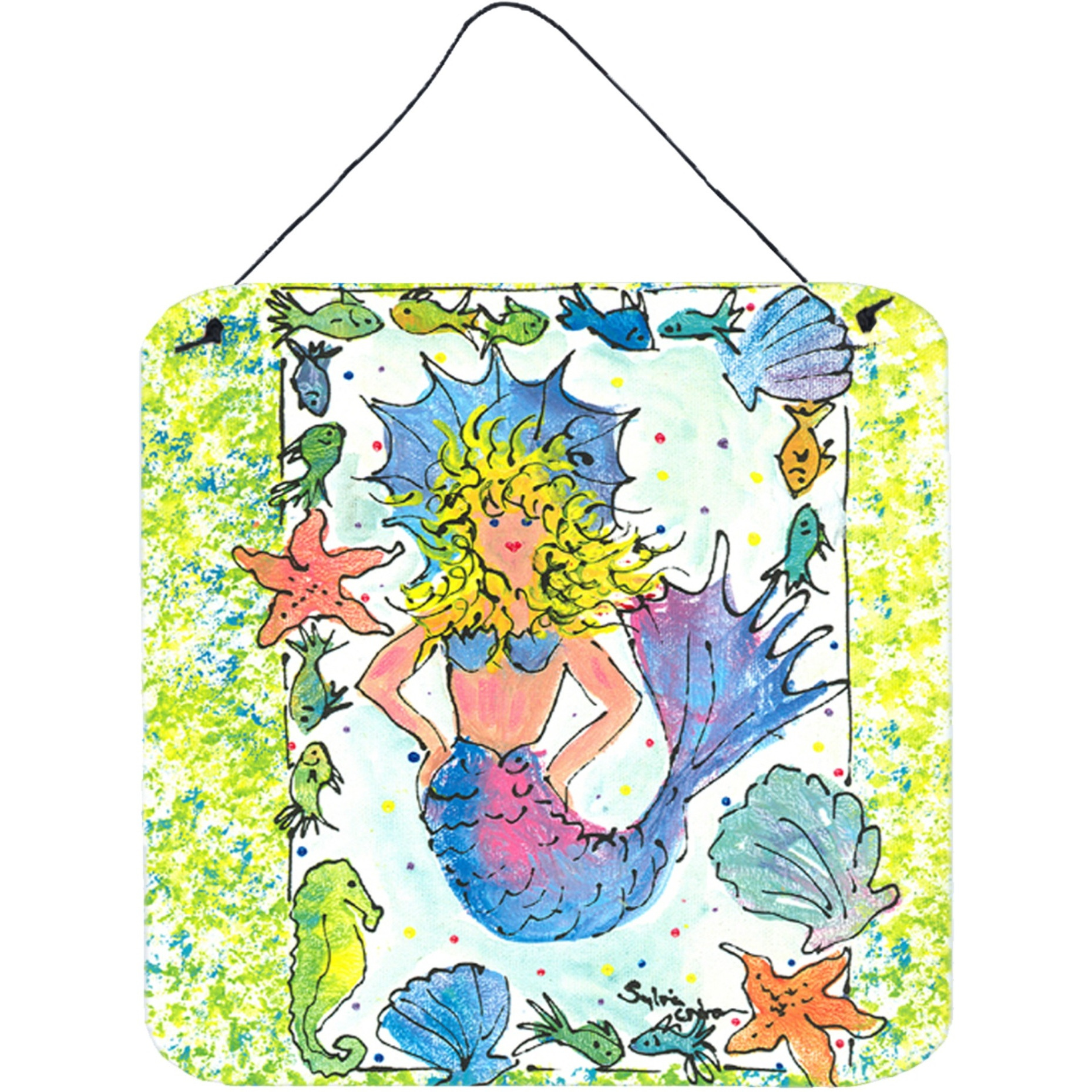 &quotCaroline's Treasures 8080DS66 Mermaid Aluminum Metal Wall or Door Hanging Prints, 6 x 6"", Multicolor"