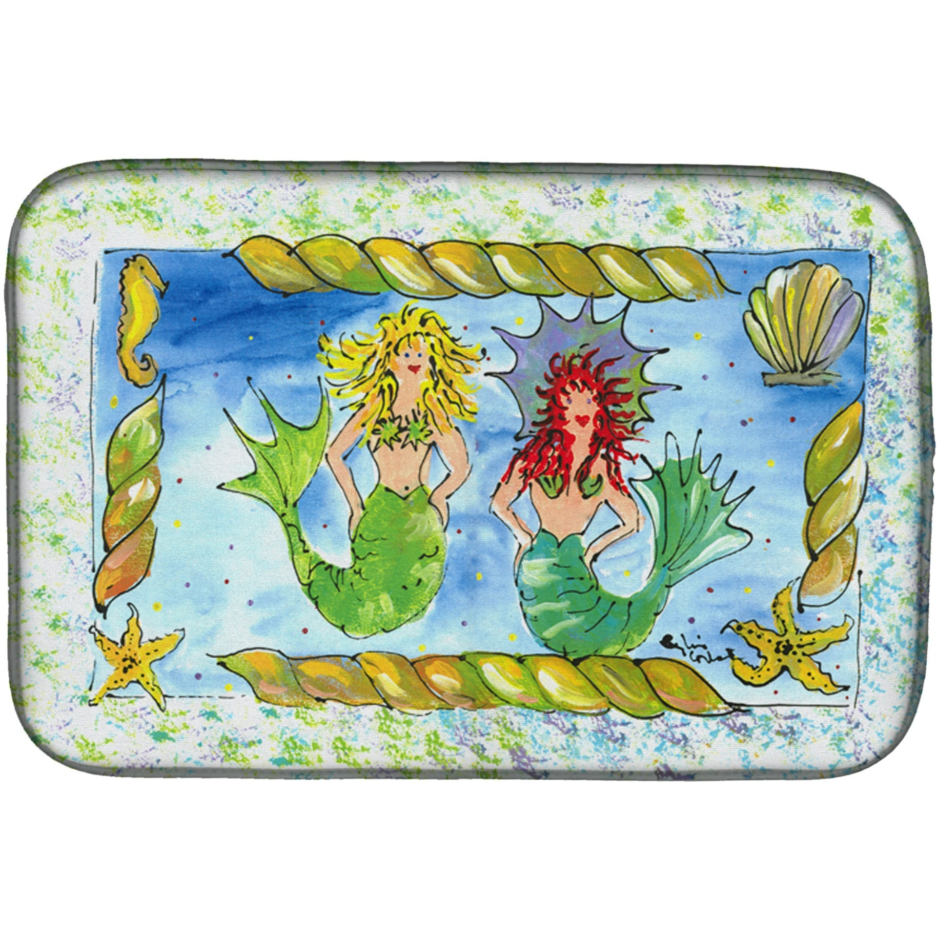 &quotCaroline's Treasures Mermaid Dish Drying Mat, 14"" x 21"", Multicolor"