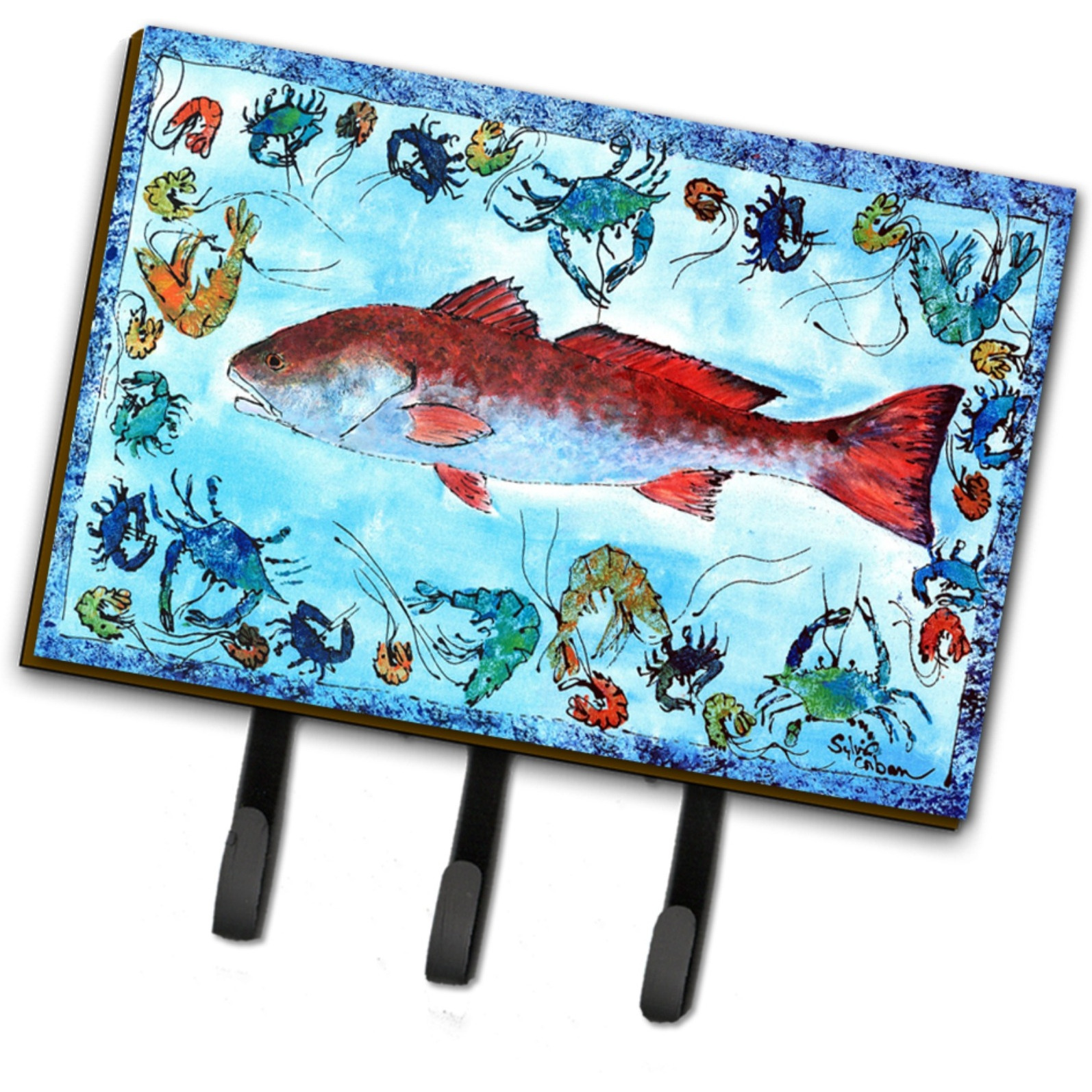&quotCaroline's Treasures 8087TH68 Red Fish Leash or Key Holder, Large, Multicolor"