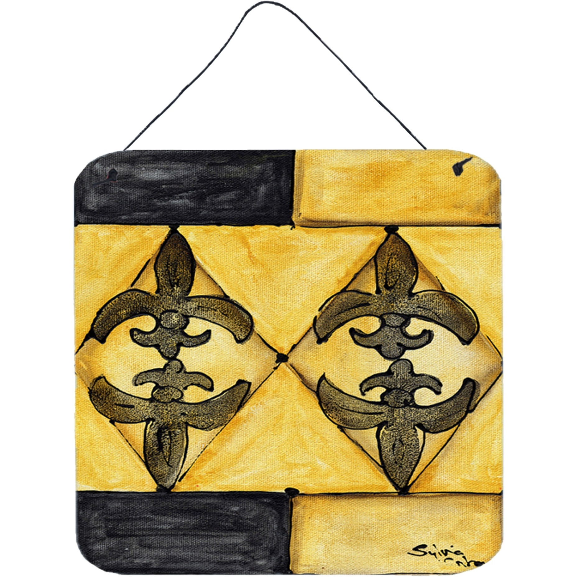&quotCaroline's Treasures Black Gold Aluminum Metal Wall or Door Hanging Prints, 6 x 6"", Multicolor"