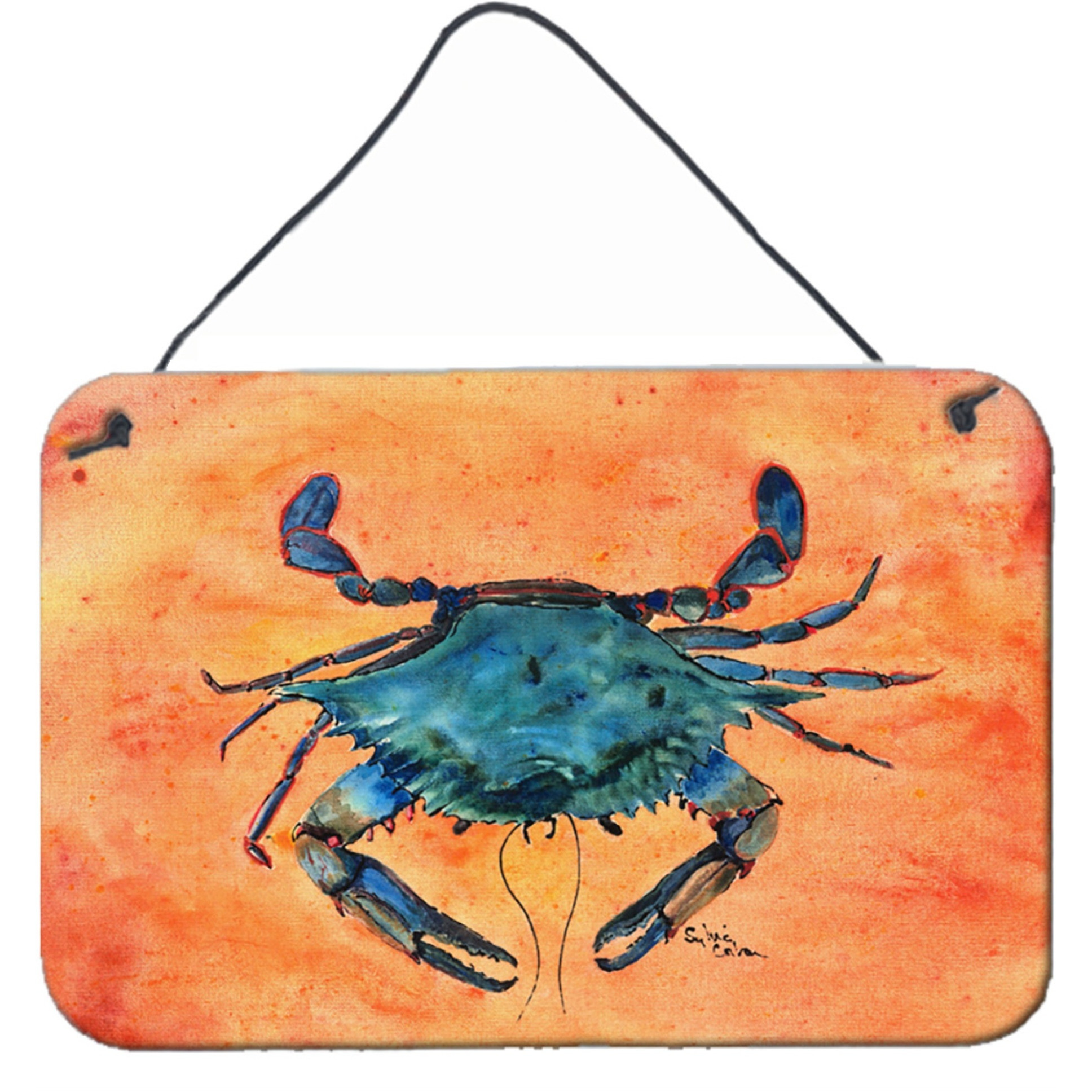 &quotCaroline's Treasures 8097DS812 Crab Indoor or Aluminum Metal Wall or Door Hanging Prints, 8 x 12"", Multicolor"