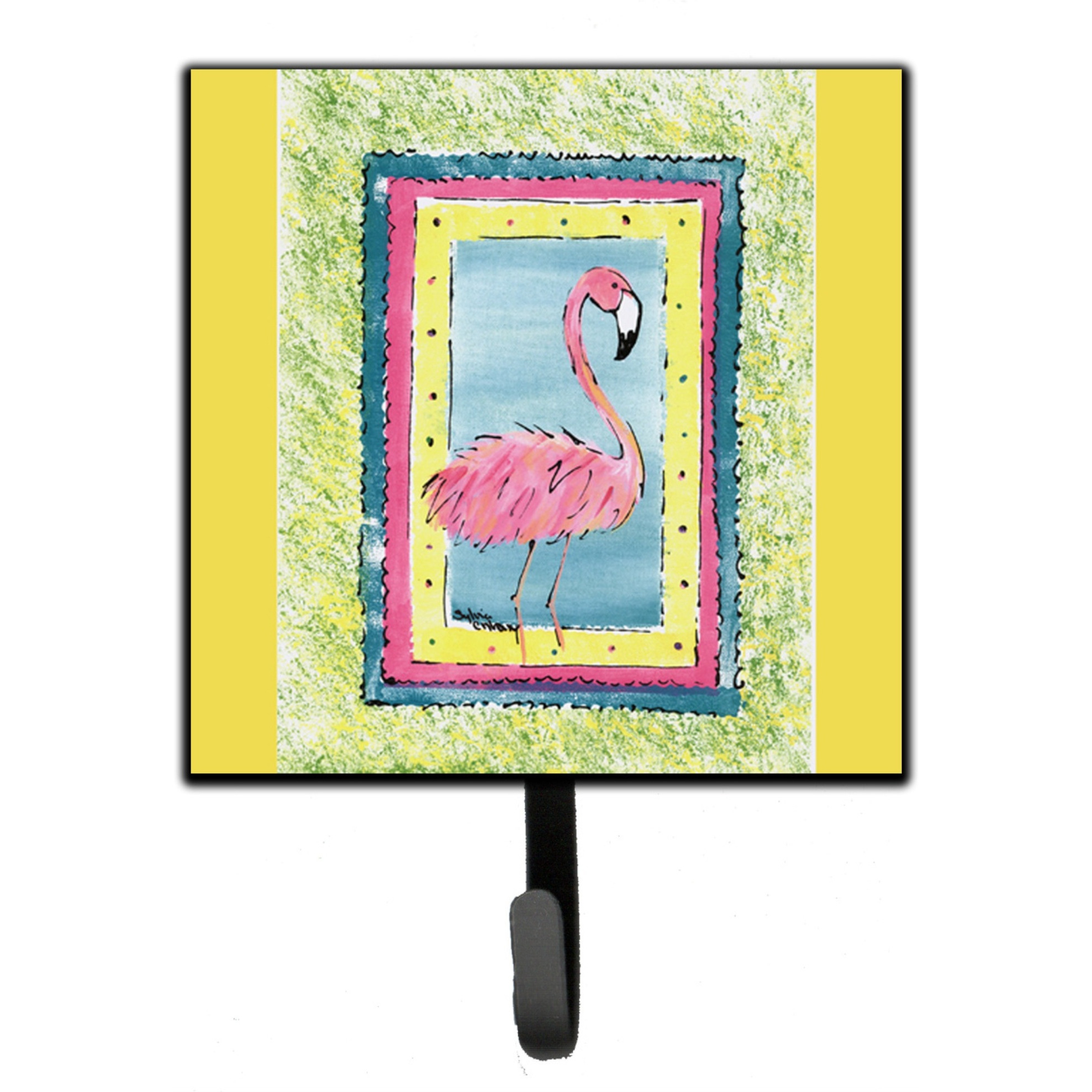 &quotCaroline's Treasures 8106-BSH4 Bird-Flamingo Leash Holder or Key Hook 8106, Small, Multicolor"
