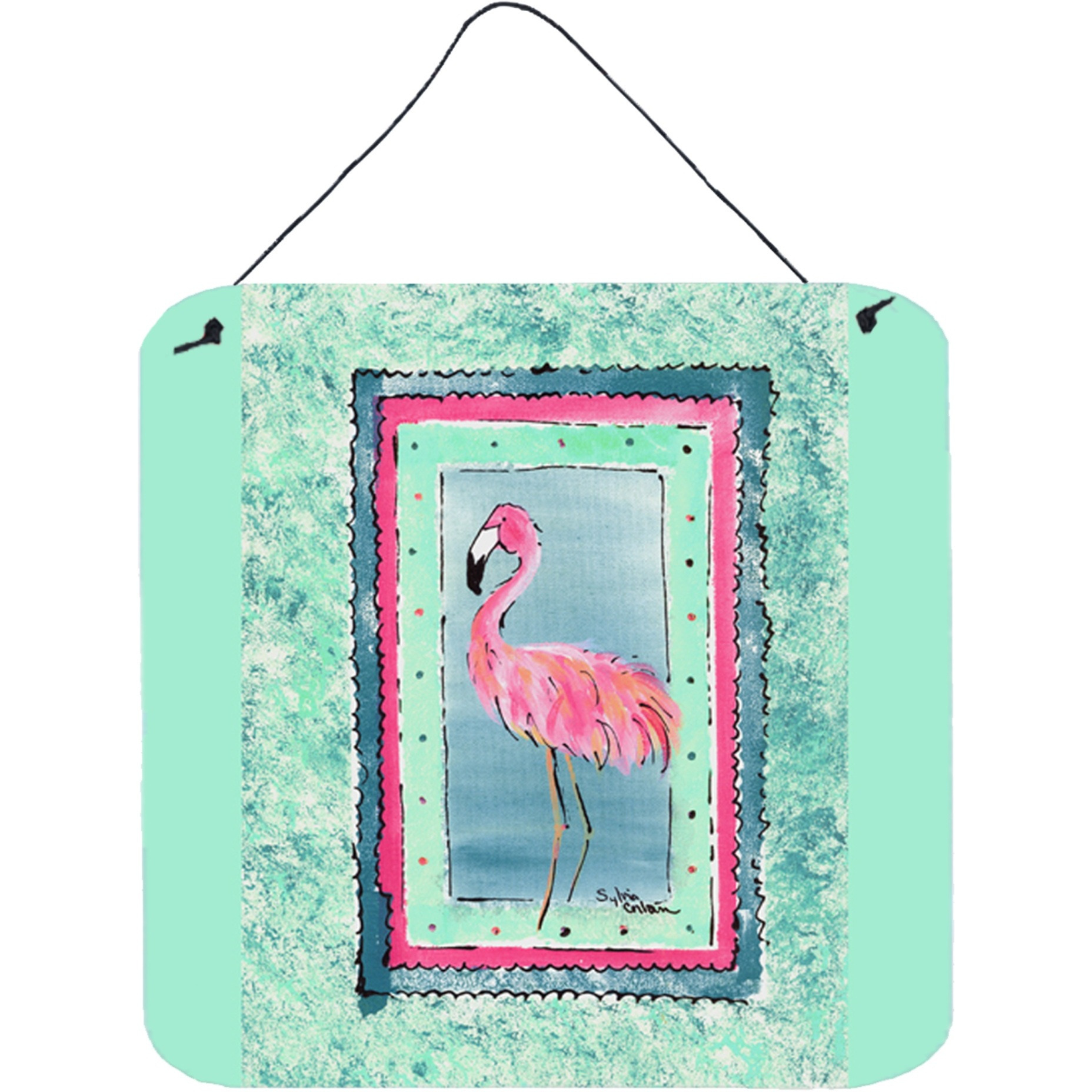 &quotCaroline's Treasures 8107-BDS66 Bird-Flamingo Aluminum Metal Wall or Door Hanging Prints, 6 x 6"", Multicolor"