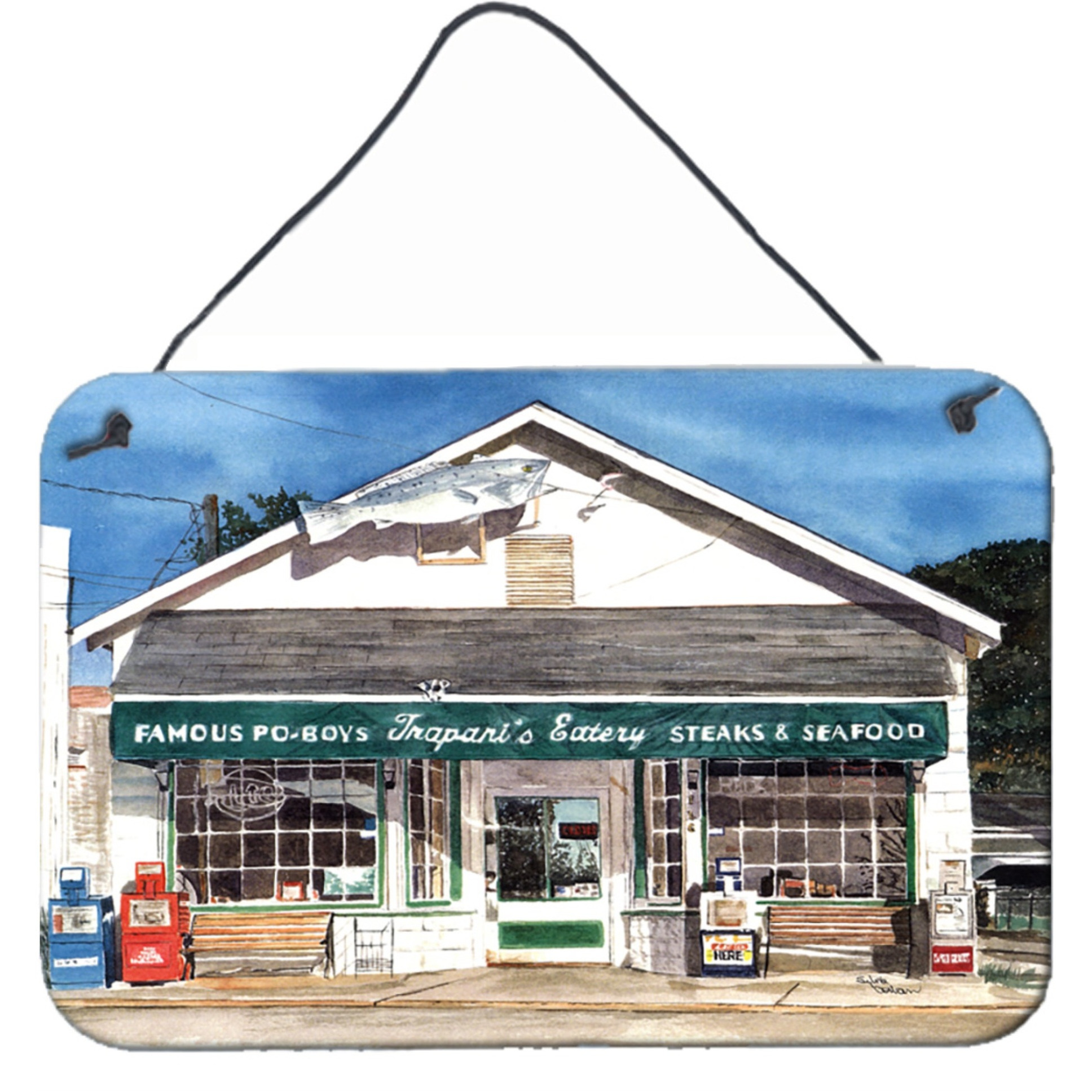 &quotCaroline's Treasures Trapani's Eatery Indoor Aluminum Metal Wall or Door Hanging Prints, 8 x 12"", Multicolor"