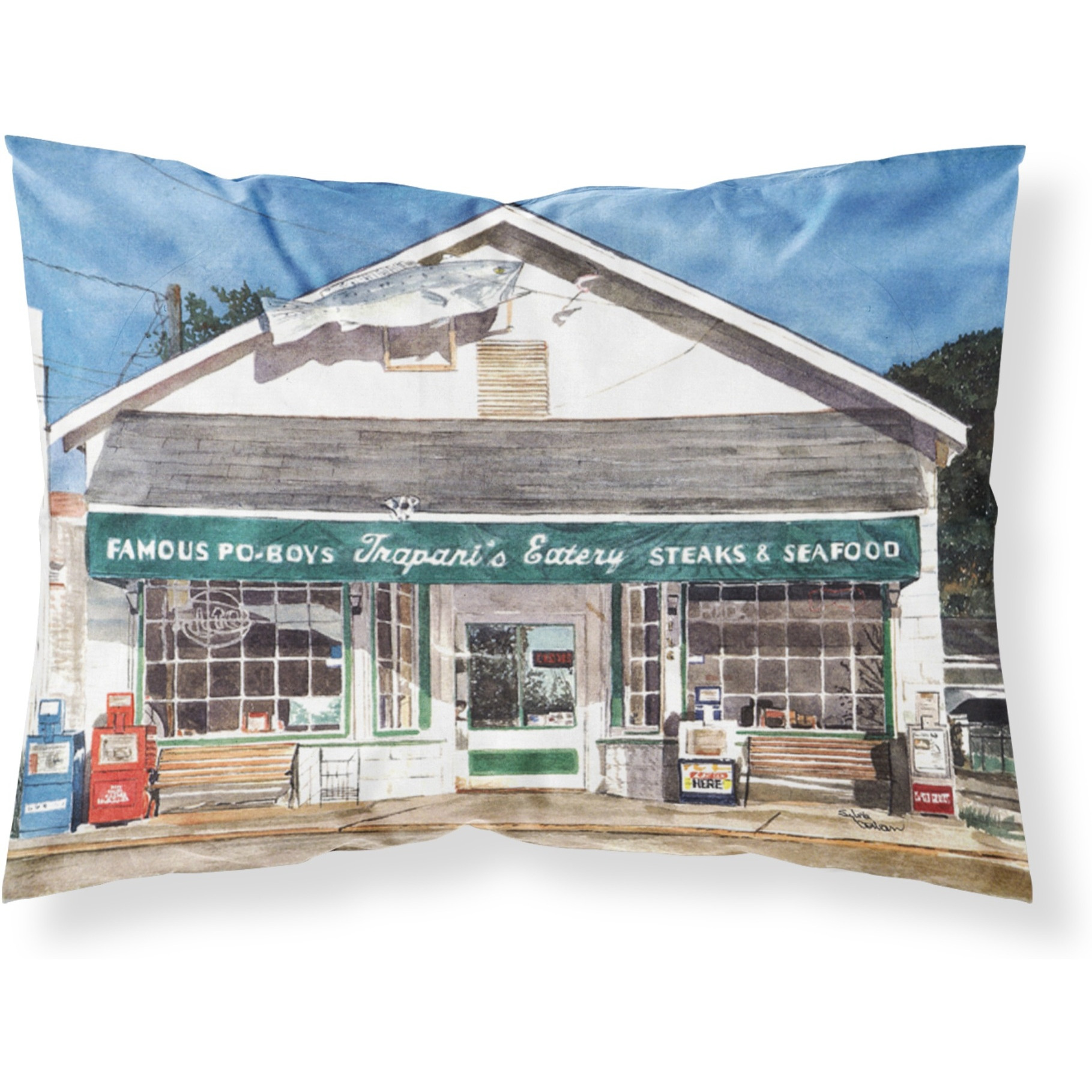 &quotCaroline's Treasures 8109PILLOWCASE Trapani's Eatery Moisture Wicking Fabric Standard Pillowcase, Large, Multicolor"
