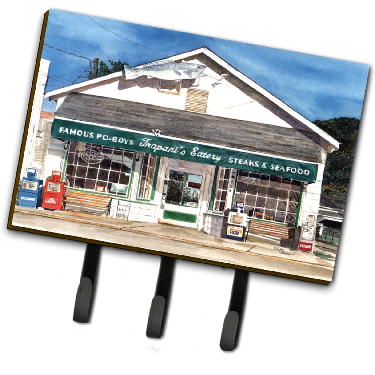&quotCaroline's Treasures 8109TH68 Trapani's Eatery Leash Holder or Key Hook, Large, Multicolor"
