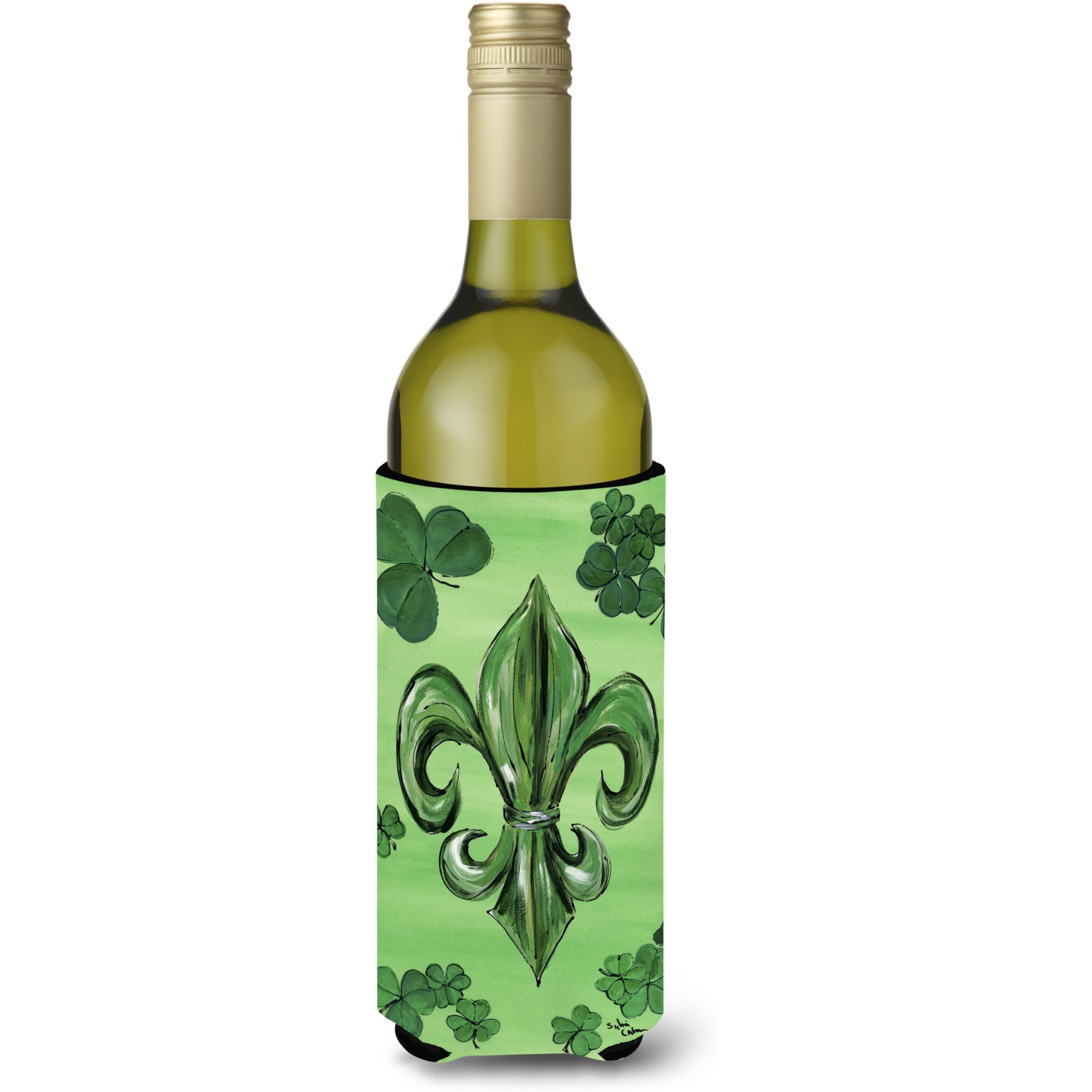 St Patrick's Day Fleur de lis Wine Bottle Beverage Insulator Beverage Insulator Hugger
