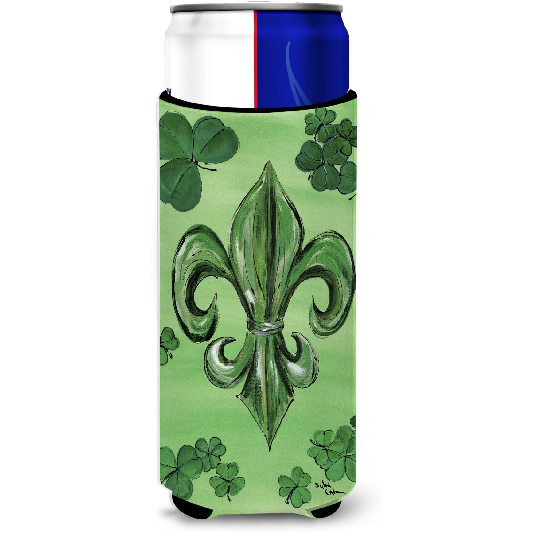 St Patrick's Day Fleur de lis Ultra Beverage Insulators for slim cans 8135MUK