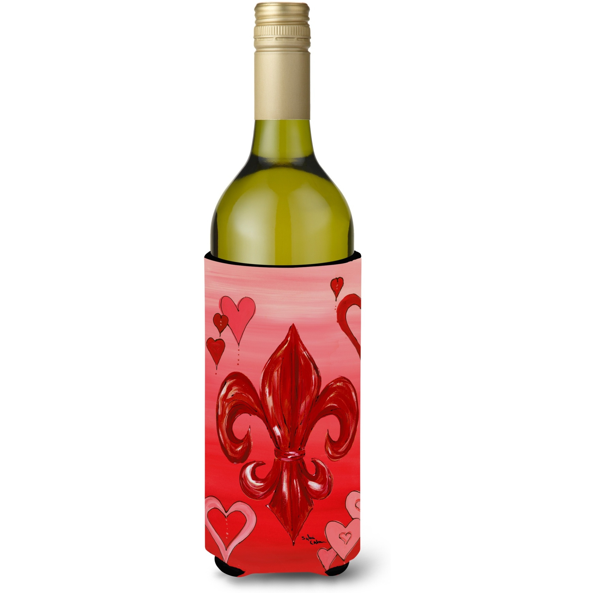 Valentine's Day Fleur de lis Wine Bottle Beverage Insulator Beverage Insulator Hugger