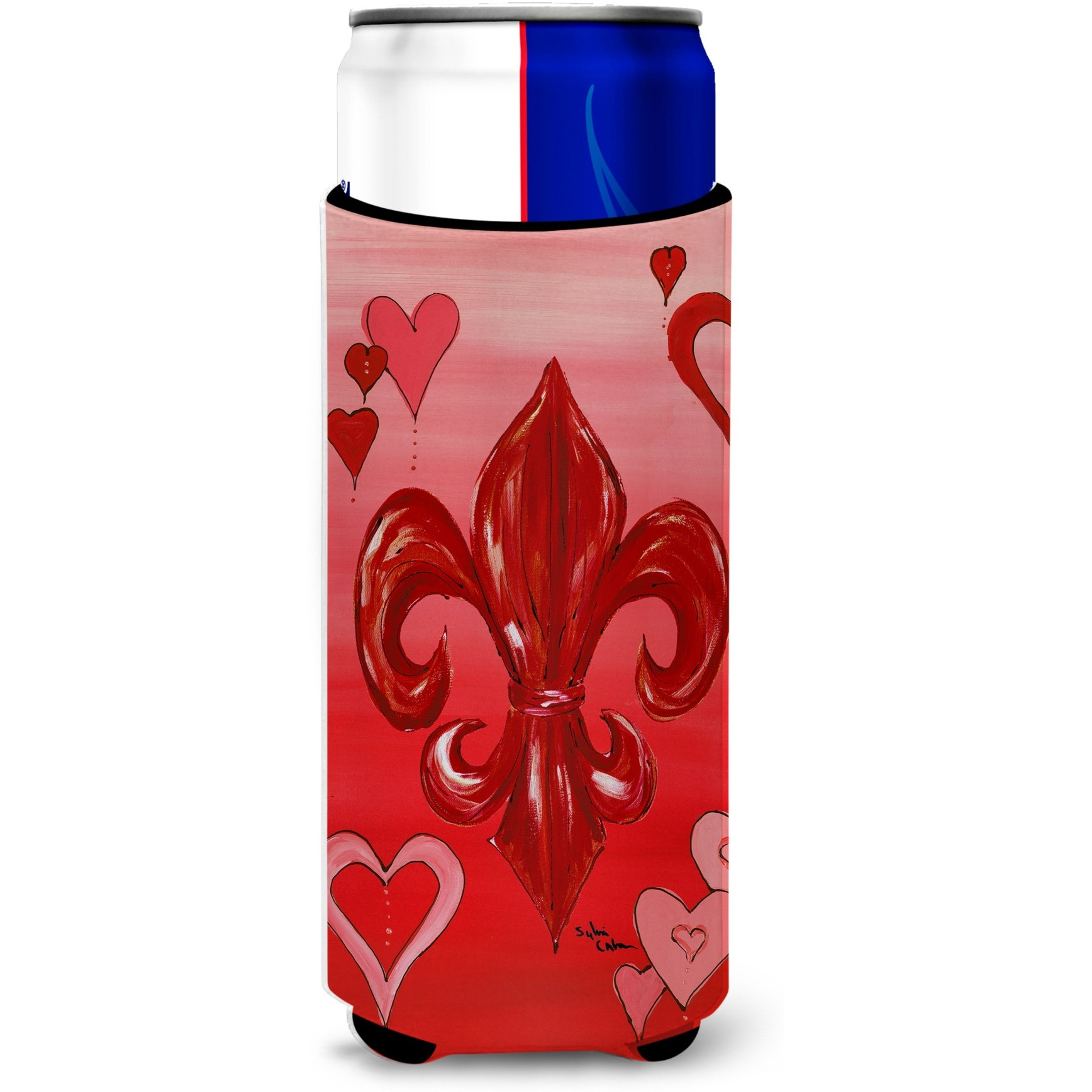 Valentine's Day Fleur de lis Ultra Beverage Insulators for slim cans 8136MUK