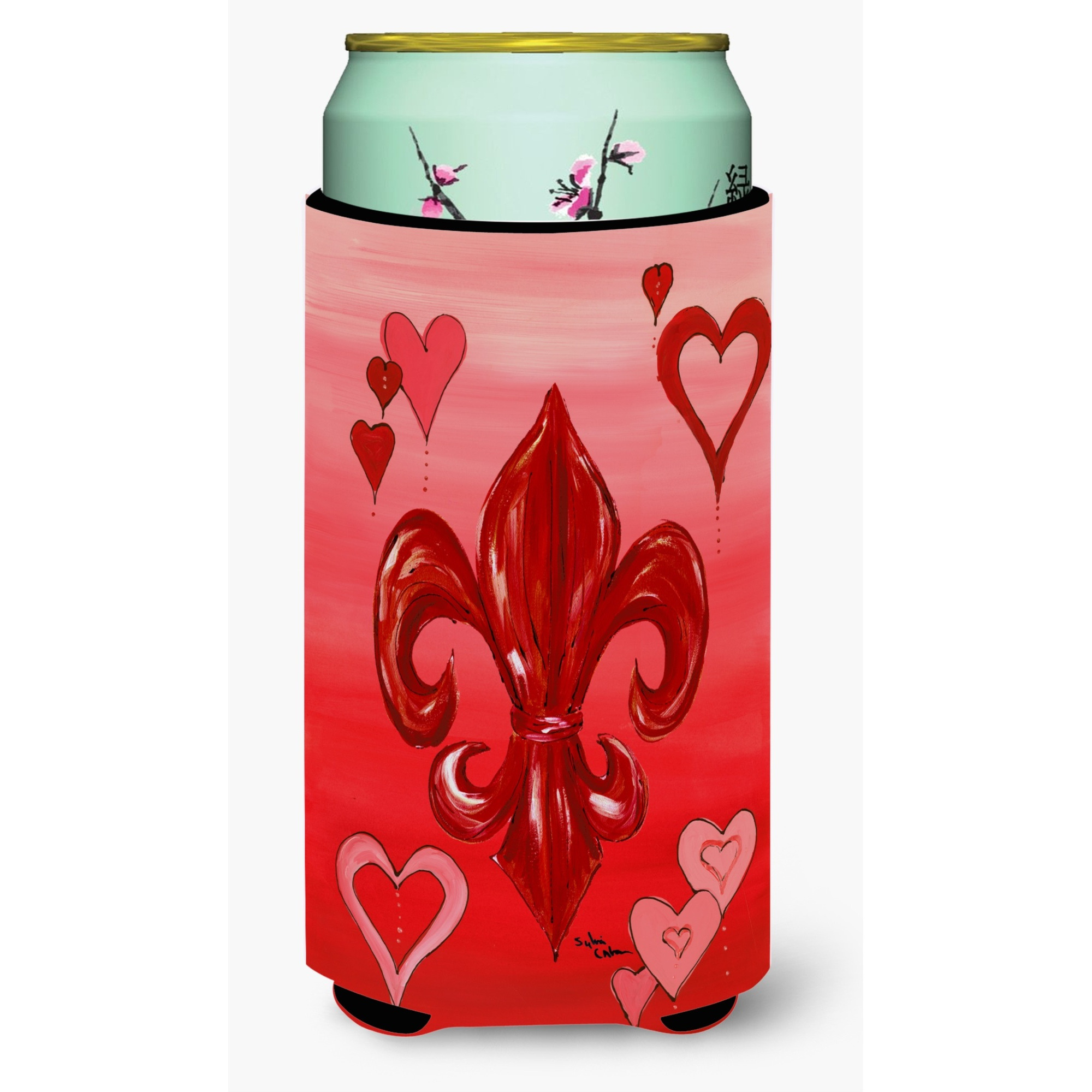 Valentine's Day  Fleur de lis Tall Boy Beverage Insulator Beverage Insulator Hugger