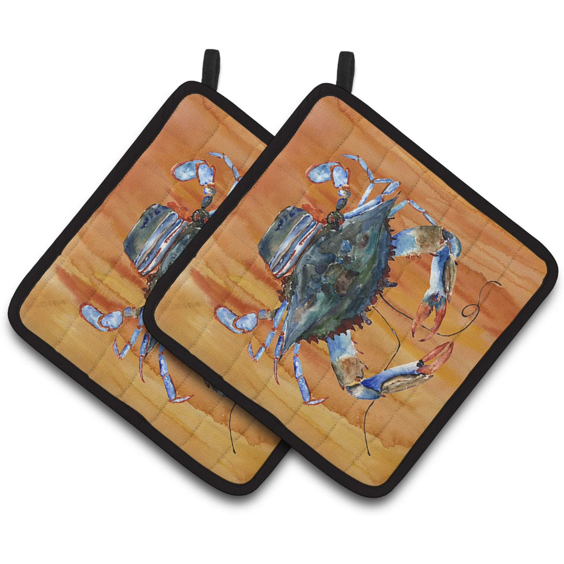 &quotCaroline's Treasures Crab Pair of Pot Holders 8144PTHD, 7.5HX7.5W, Multicolor"