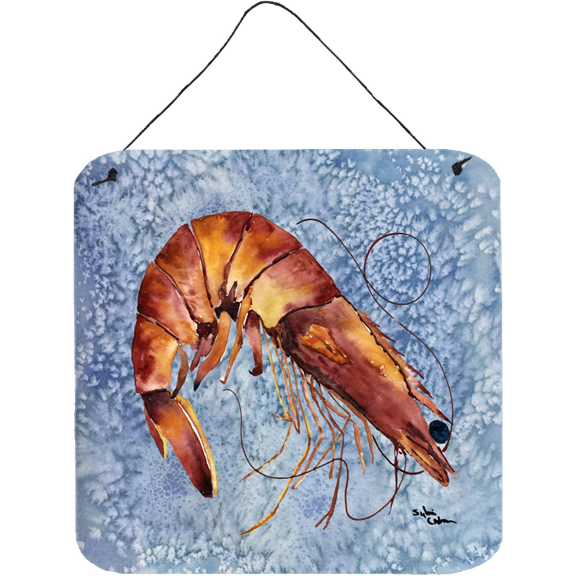 &quotCaroline's Treasures 8153DS66 Shrimp Aluminum Metal Wall or Door Hanging Prints, 6 x 6"", Multicolor"